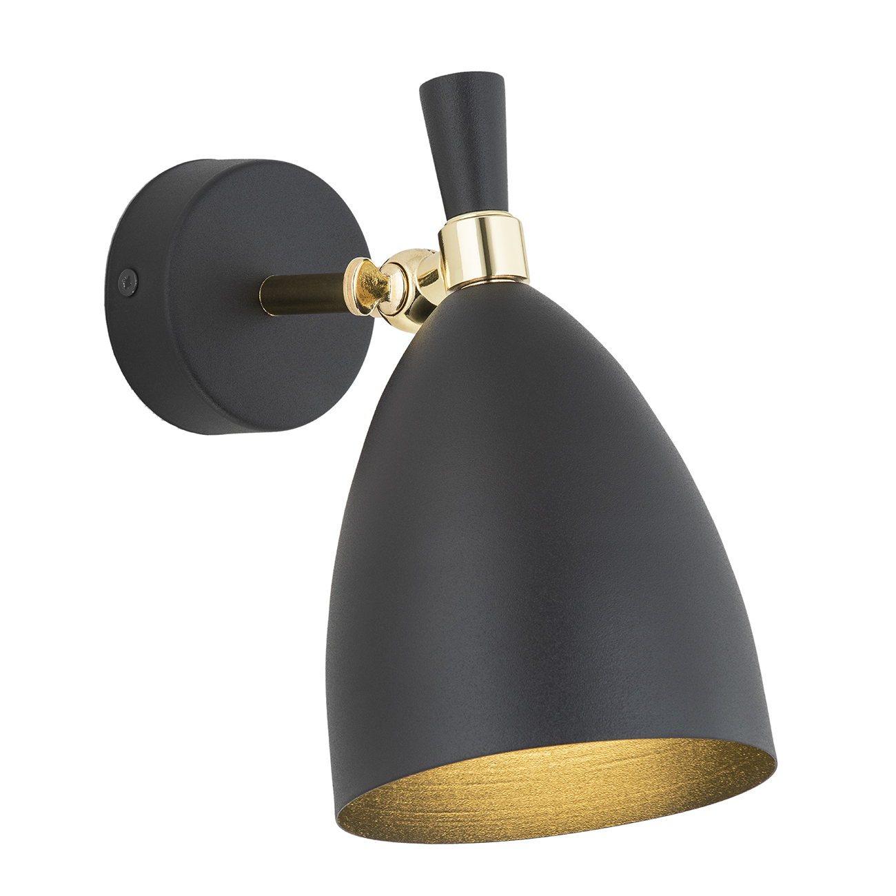 Harlot Wall Lamp, Black, Brass 1 Light, Adjustable