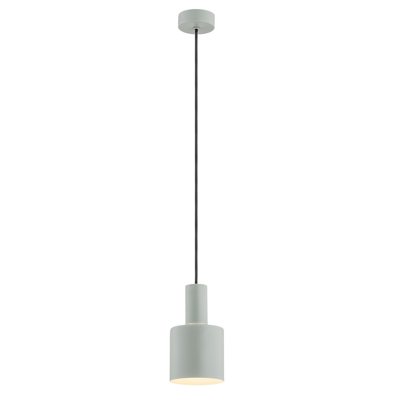 Ines Pendant Light, Cylinder, 1 Lamp, Sage, 12cm Width