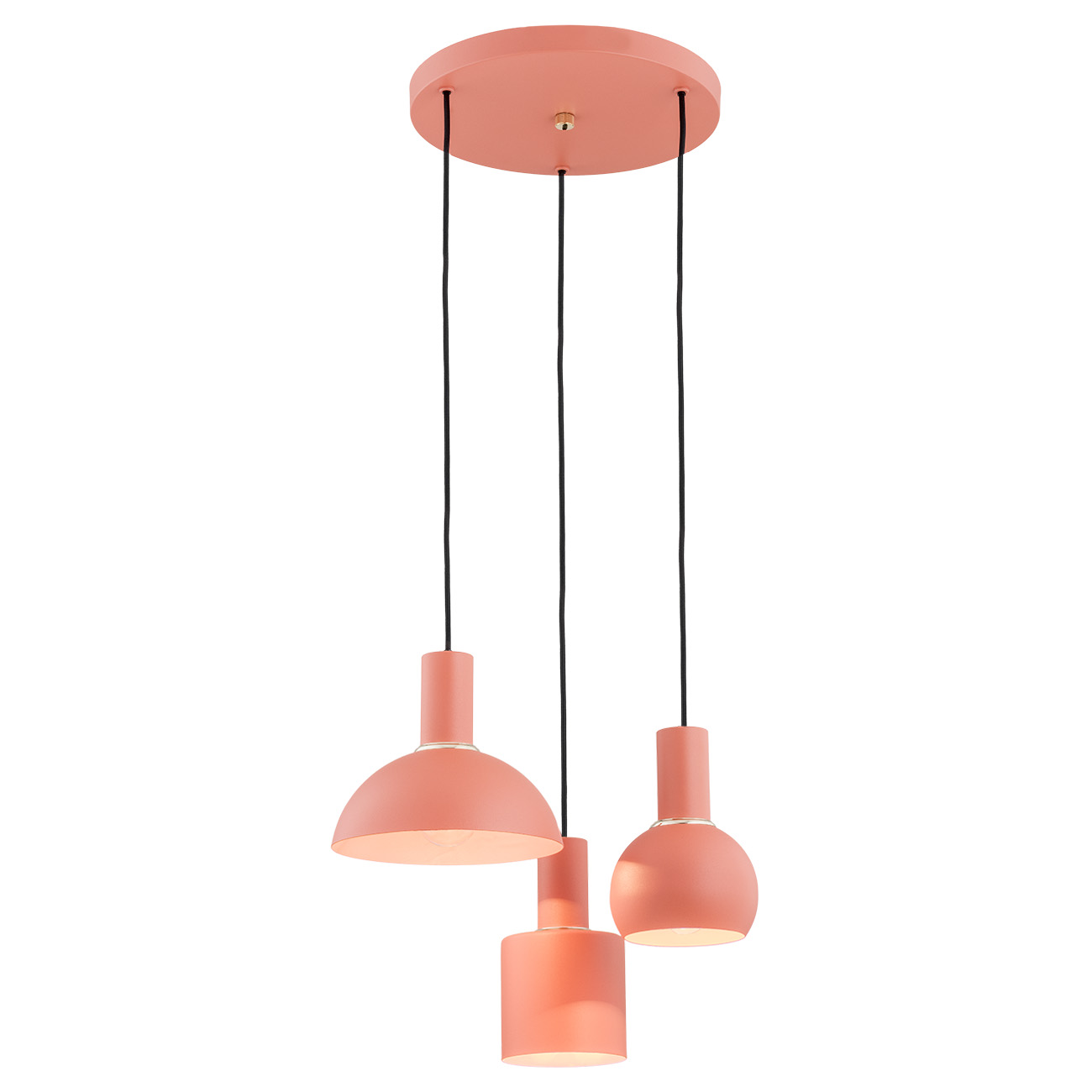 Ines Coral Multi Drop Pendant Light, 3 Lamp, 40cm Width