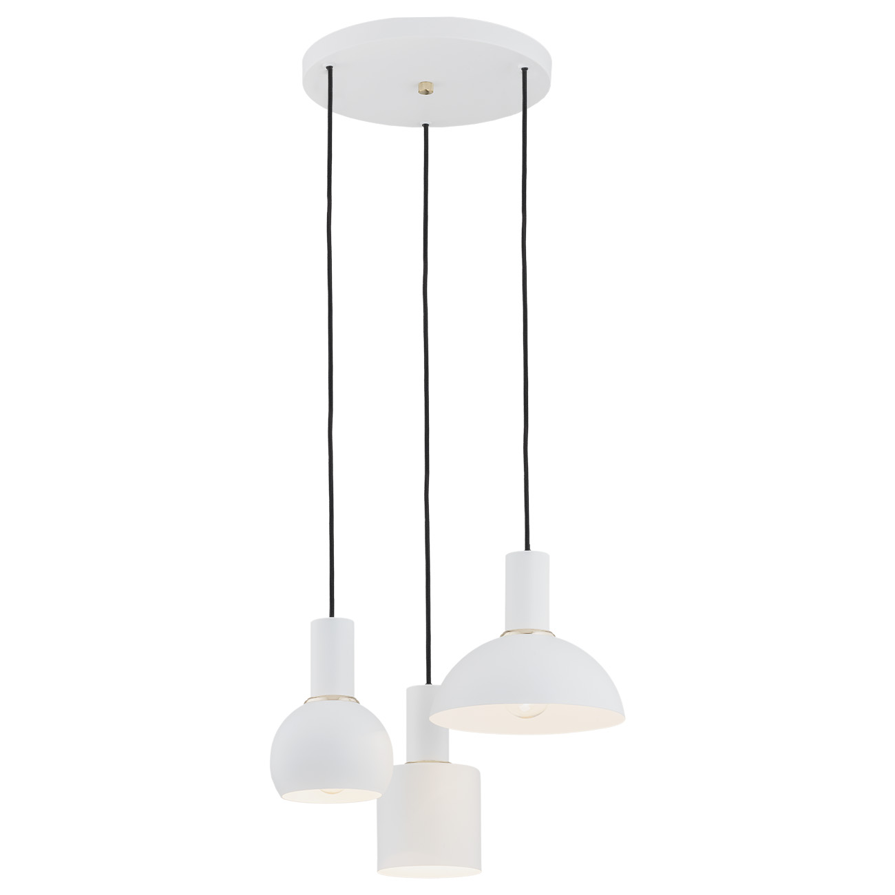 Ines White Multi Drop Pendant Lamp, 3 Light, 40cm Width