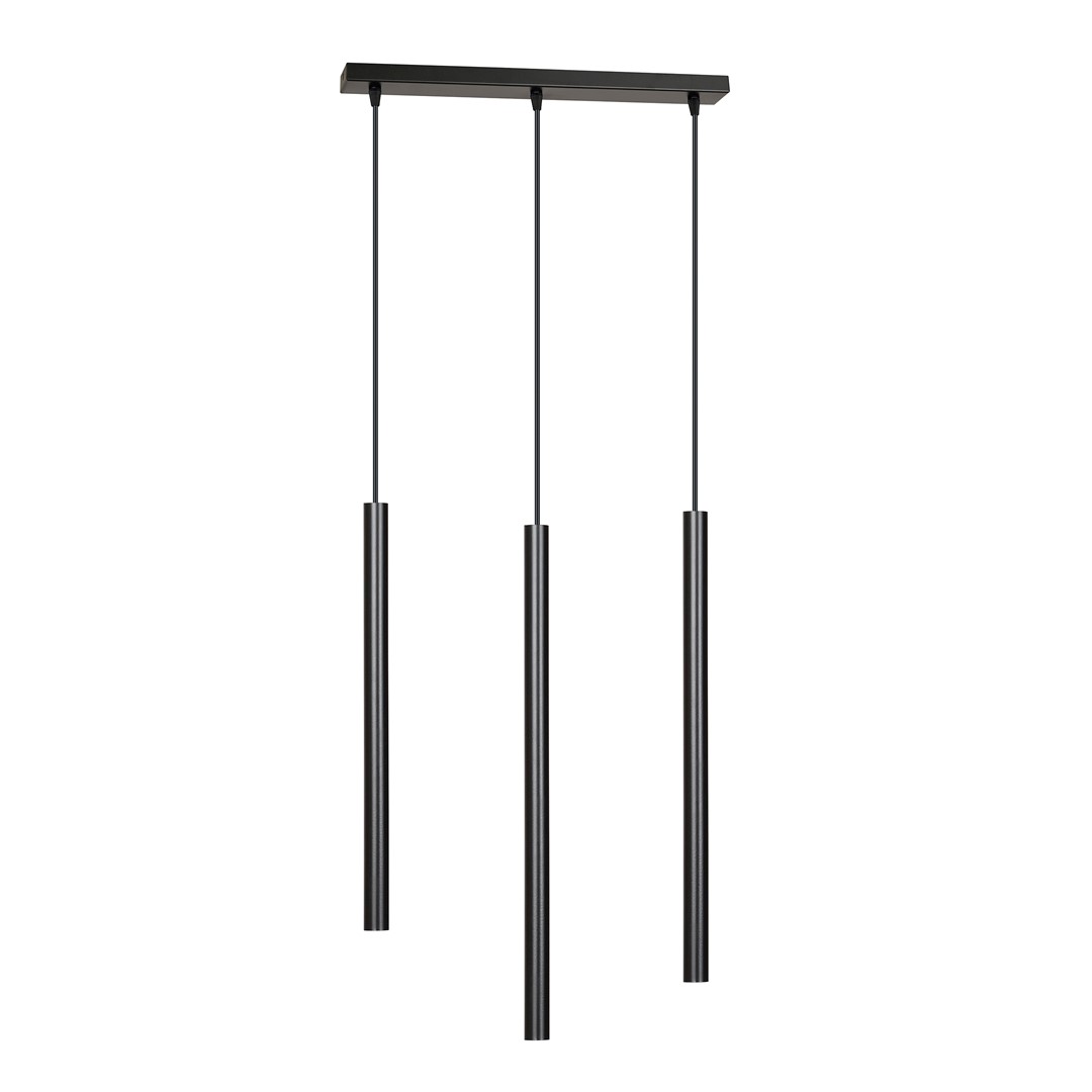 Kelthorn 3 Lamp Tube Pendant Light, Black, 45cm