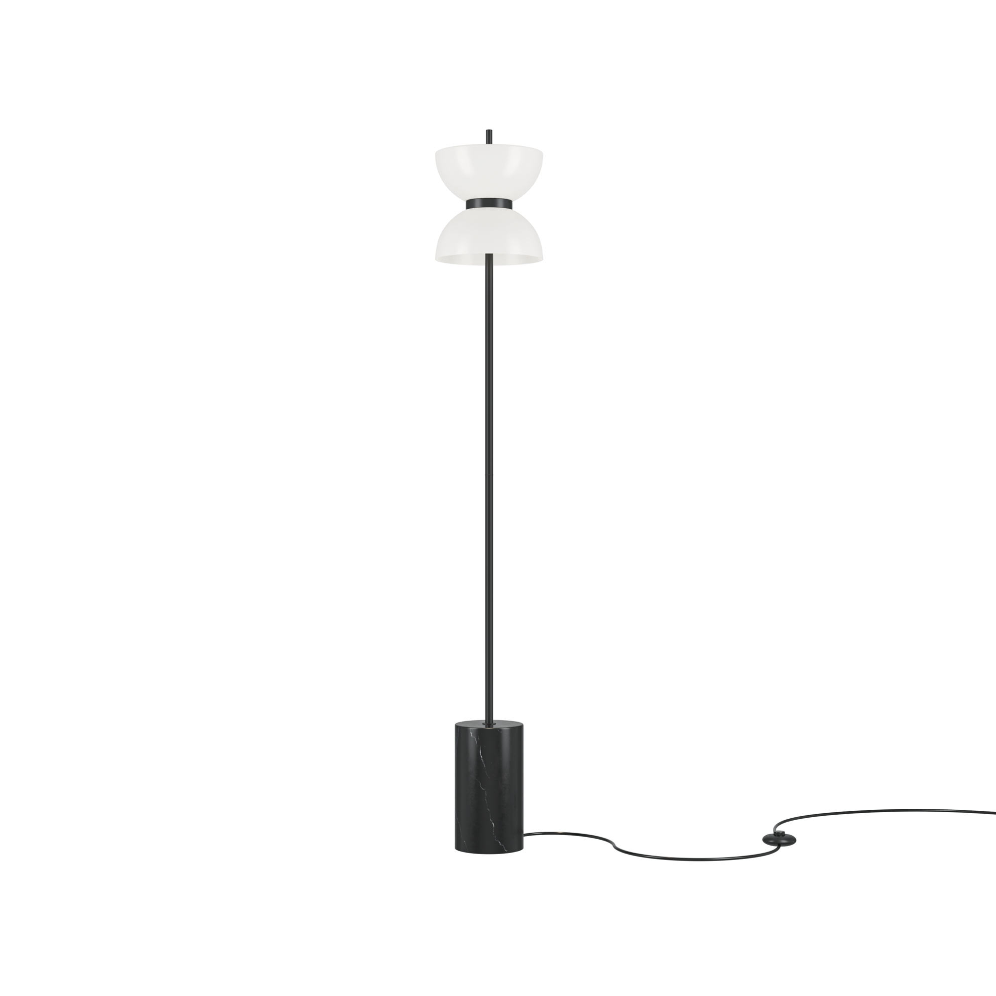 Kyoto Black & White LED Marble Floor lamp, Glass, Metal, 1 Light, 145cm Height