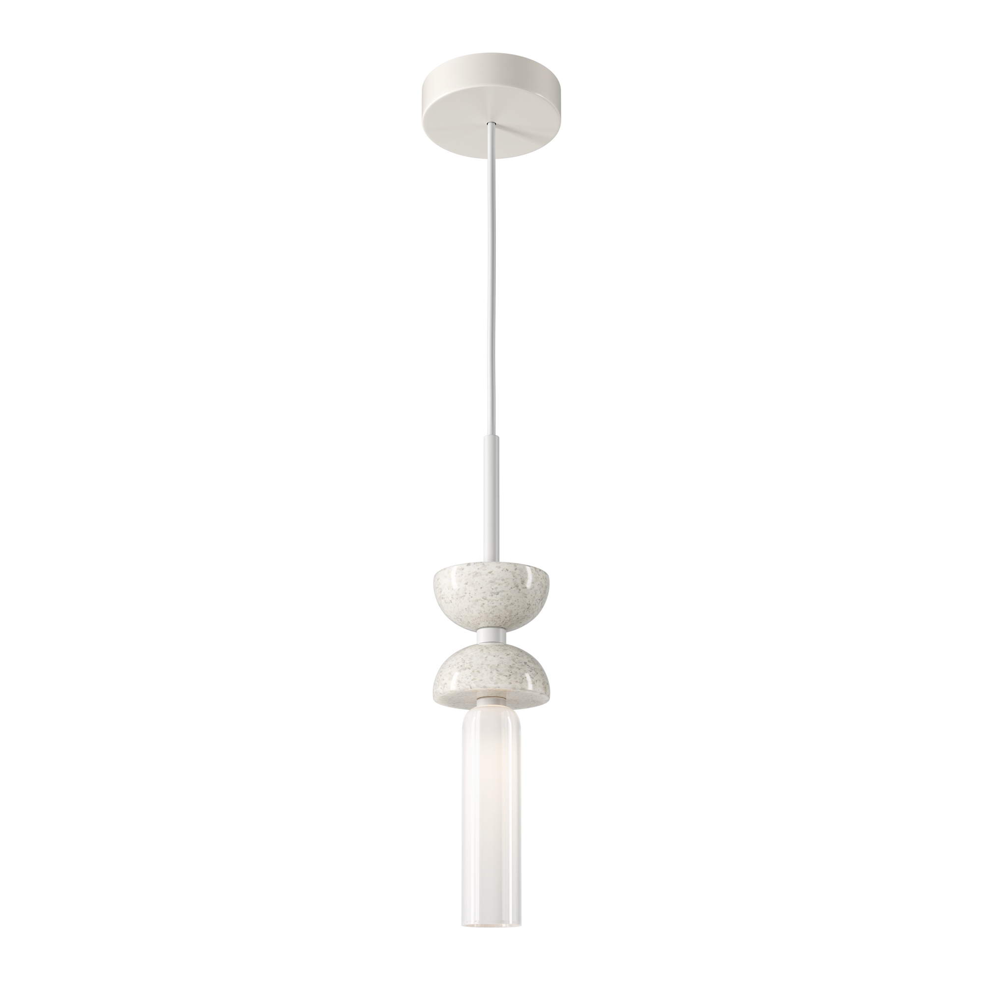 Kyoto Marble Pendant Light, White Glass, Metal, 10cm Diameter