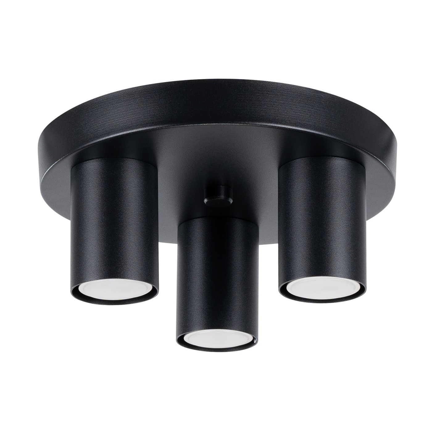 Laguna Black Flush Ceiling Lamp, 3 Light, Metal, GU10, 25cm Diameter