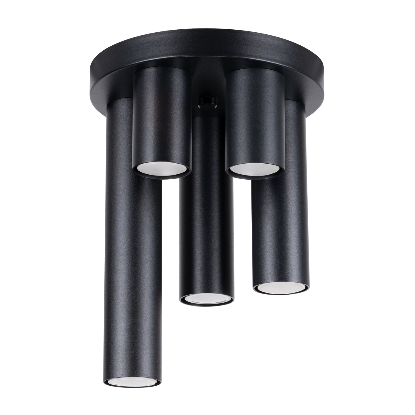 Laguna 5 Light Cylinder Ceiling Light, Black Metal, GU10, 25cm Diameter