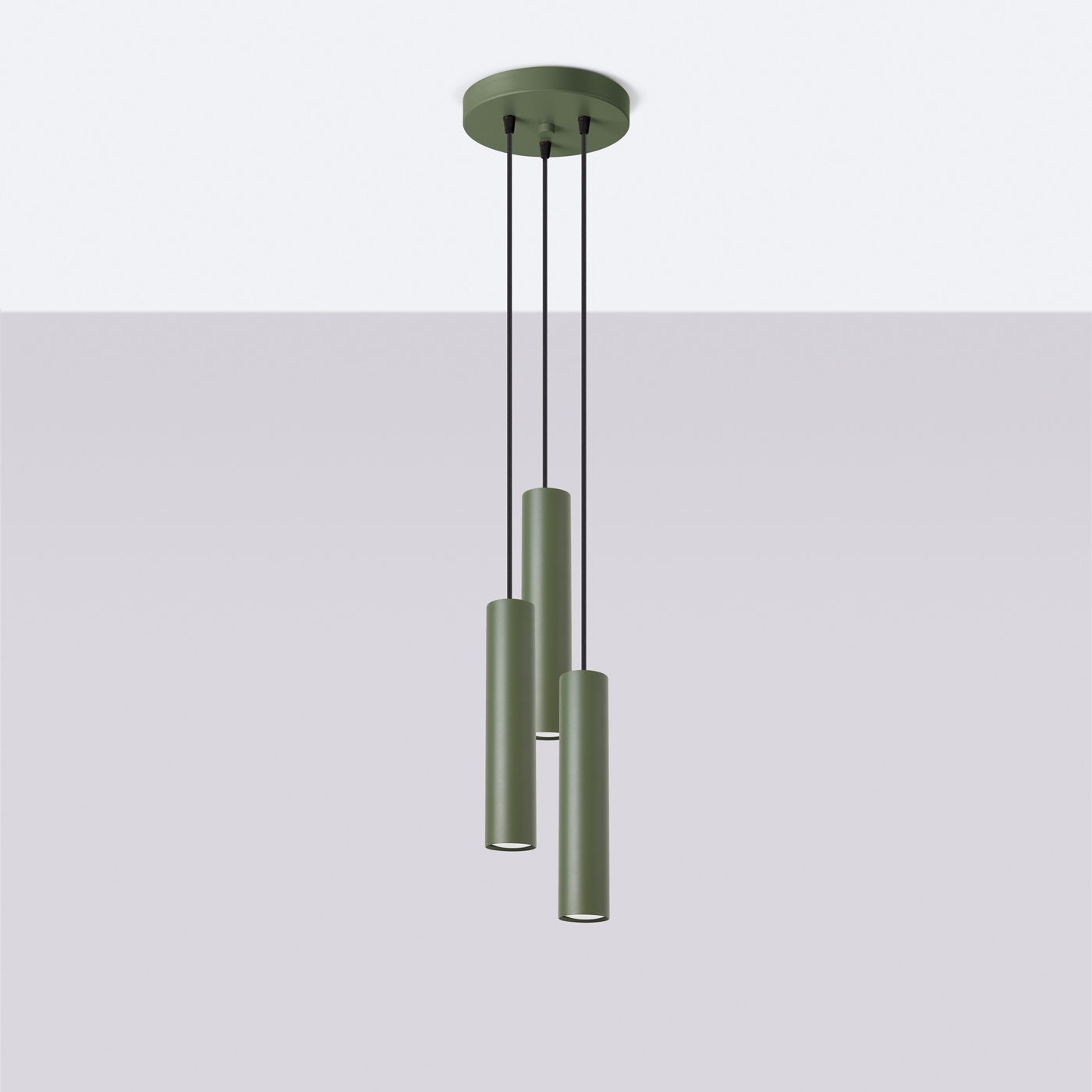 Laguna 3 Light Olive Green Pendant Lamp, Metal, GU10, 19.5cm Diameter