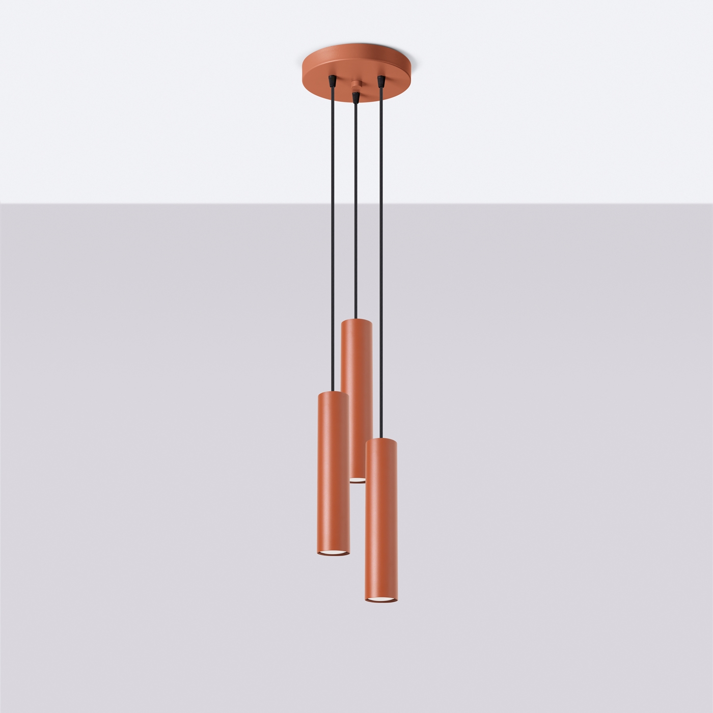 Laguna 3 Light Terracotta Red Pendant Light, Metal, GU10, 19.5cm Diameter