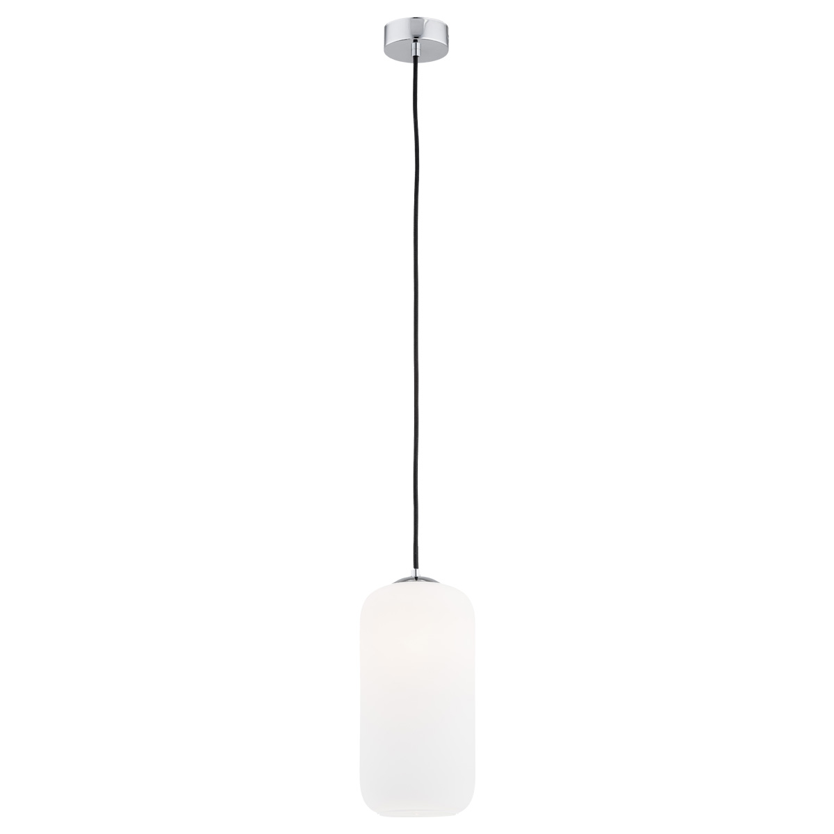Limera Pendant Light, Cylinder Opal Glass, Chrome, 1 Lamp, 14cm