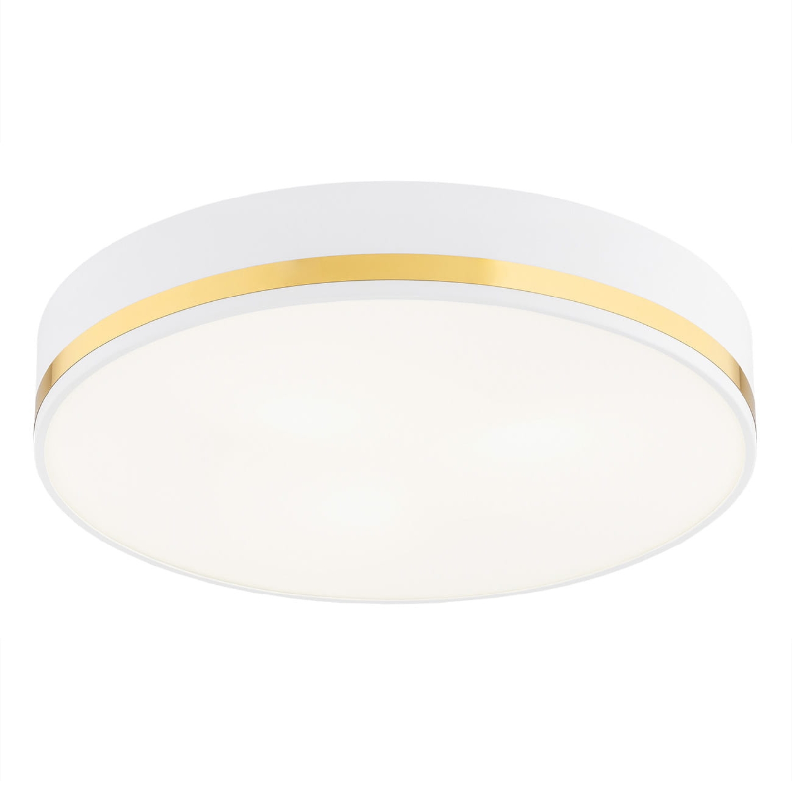 Erome Medium Flush Ceiling Lamp, Gold & White, 2 Light, 35cm Width