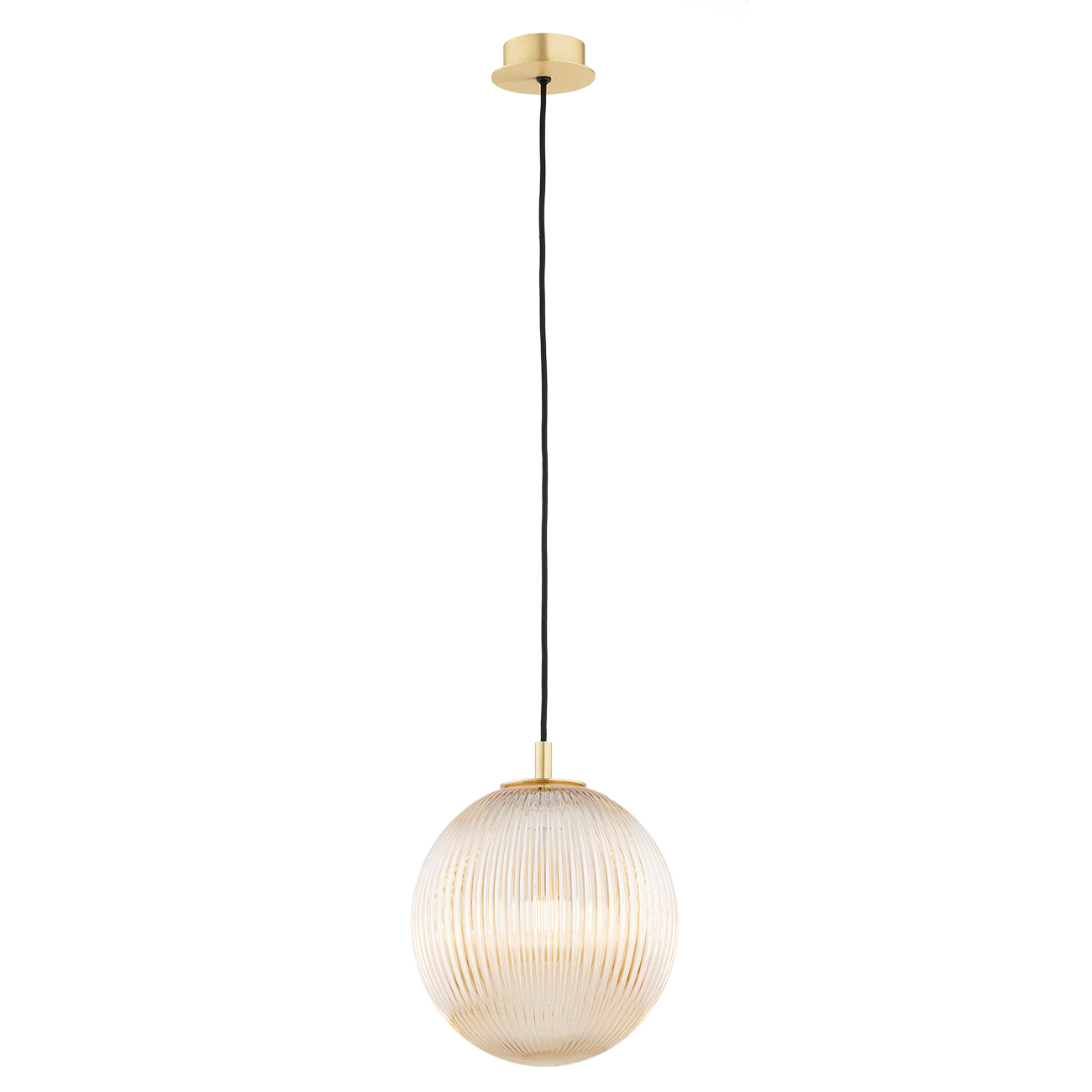 Loma 1 Lamp Pendant Light, Honey Lister Glass, Brass, 25cm