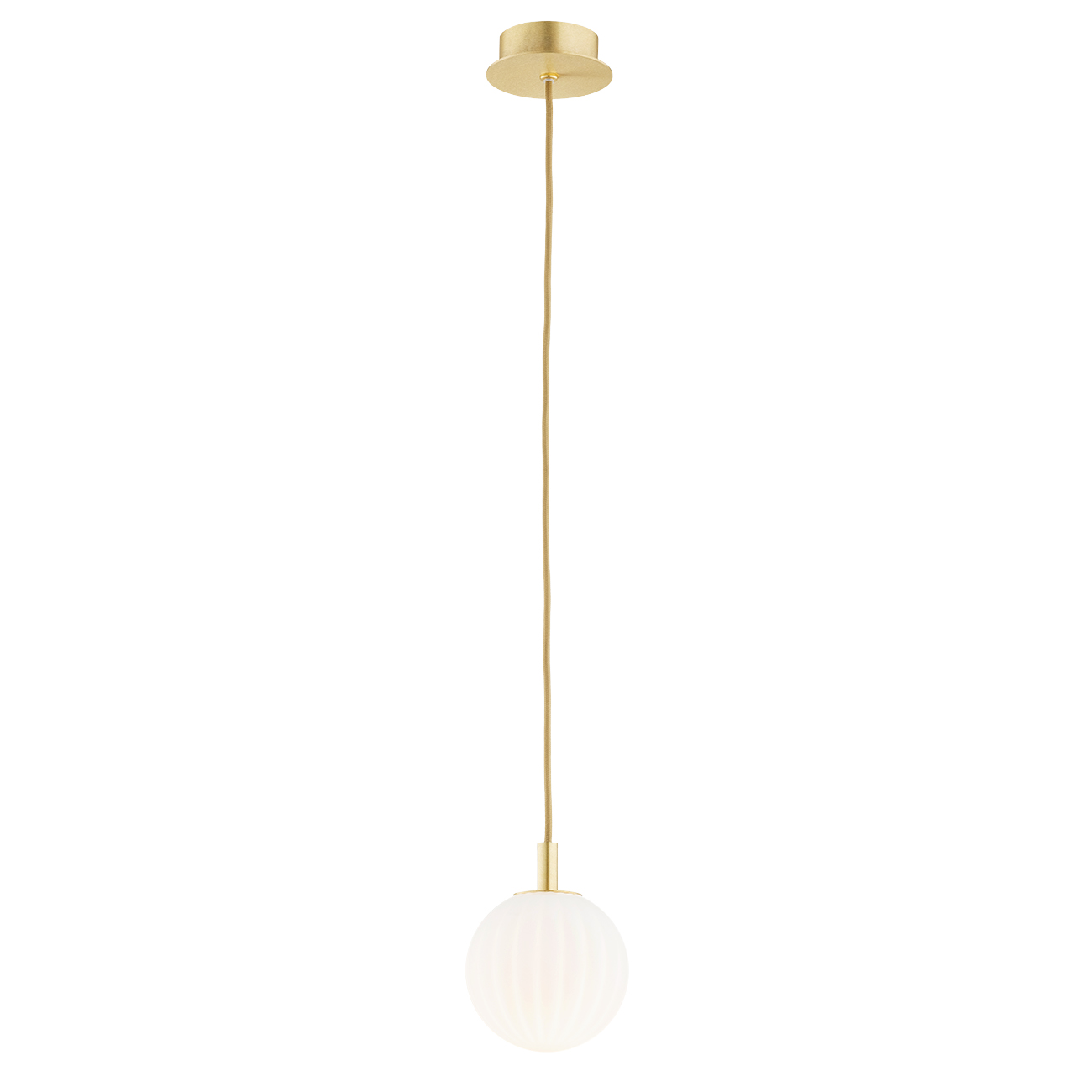 Loma Mini Pendant Lamp, 1 Light, Opal Glass, Brass, 12cm