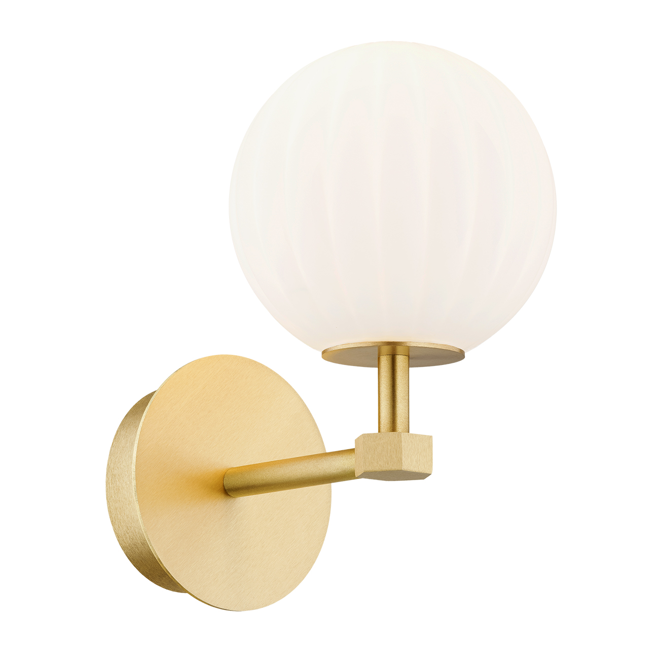 Loma Wall Lamp, 1 Light, Brass, Matt Opal Ribbed Glass