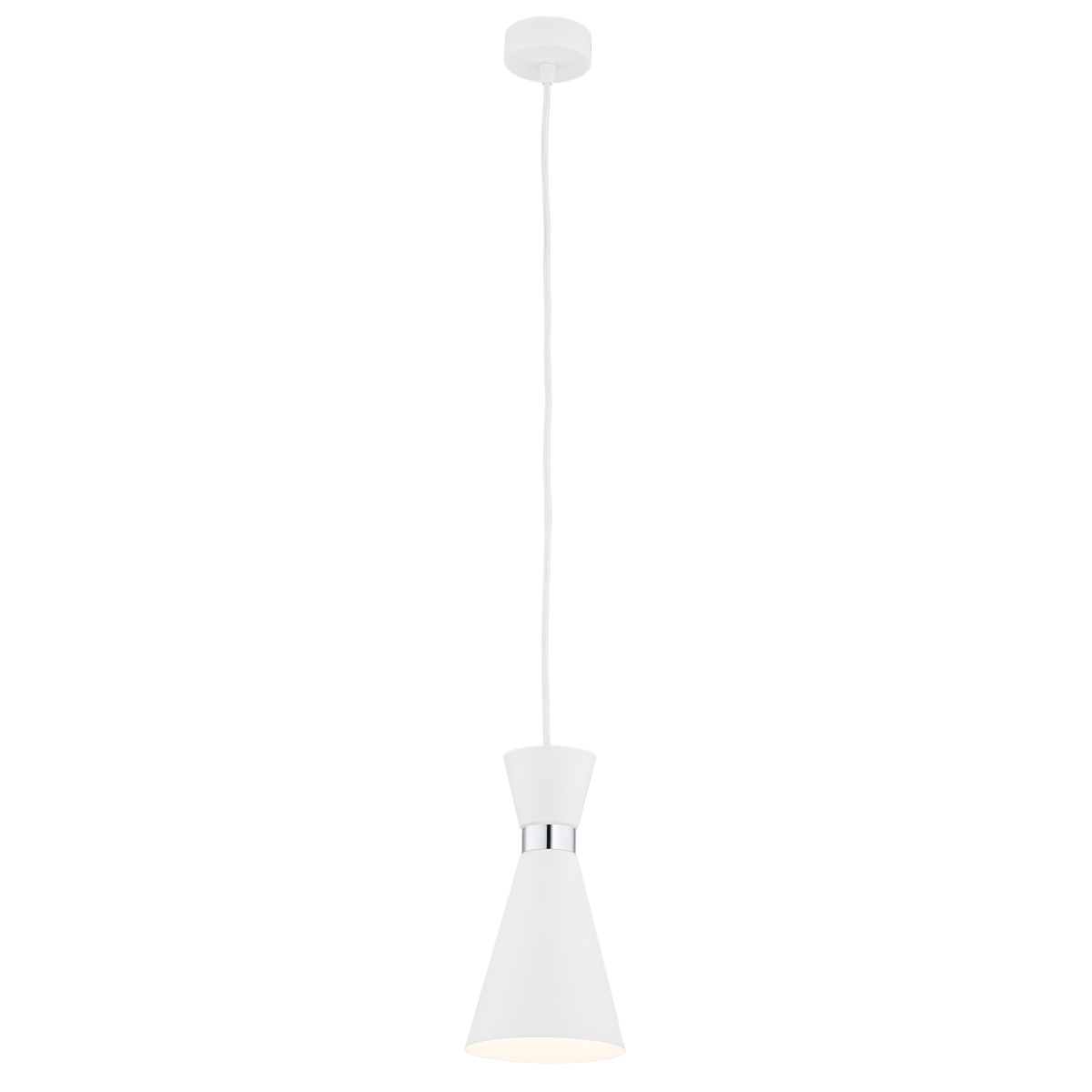 Luke White Pendant Light, Cone Steel Shade, 1 Light, 14cm Wide