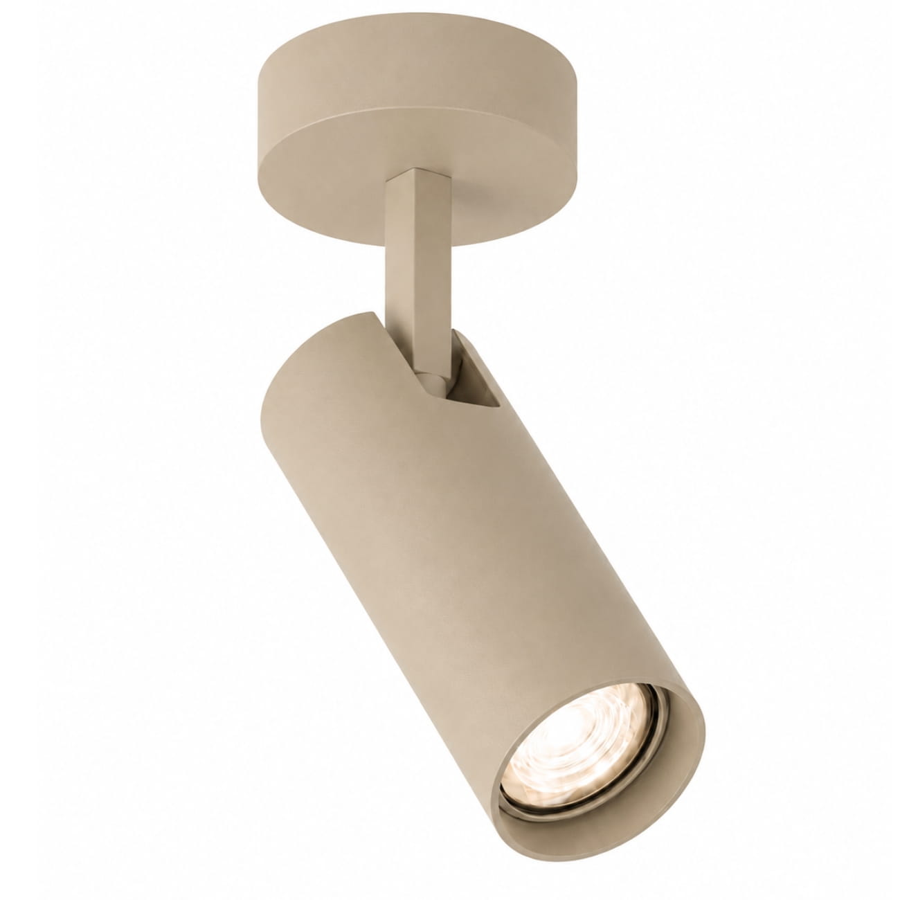Lensa Taupe Surface Mounted Ceiling Spotlight, Wall Mountable, Adjustable, 1 Light, GU10, 8cm Wide
