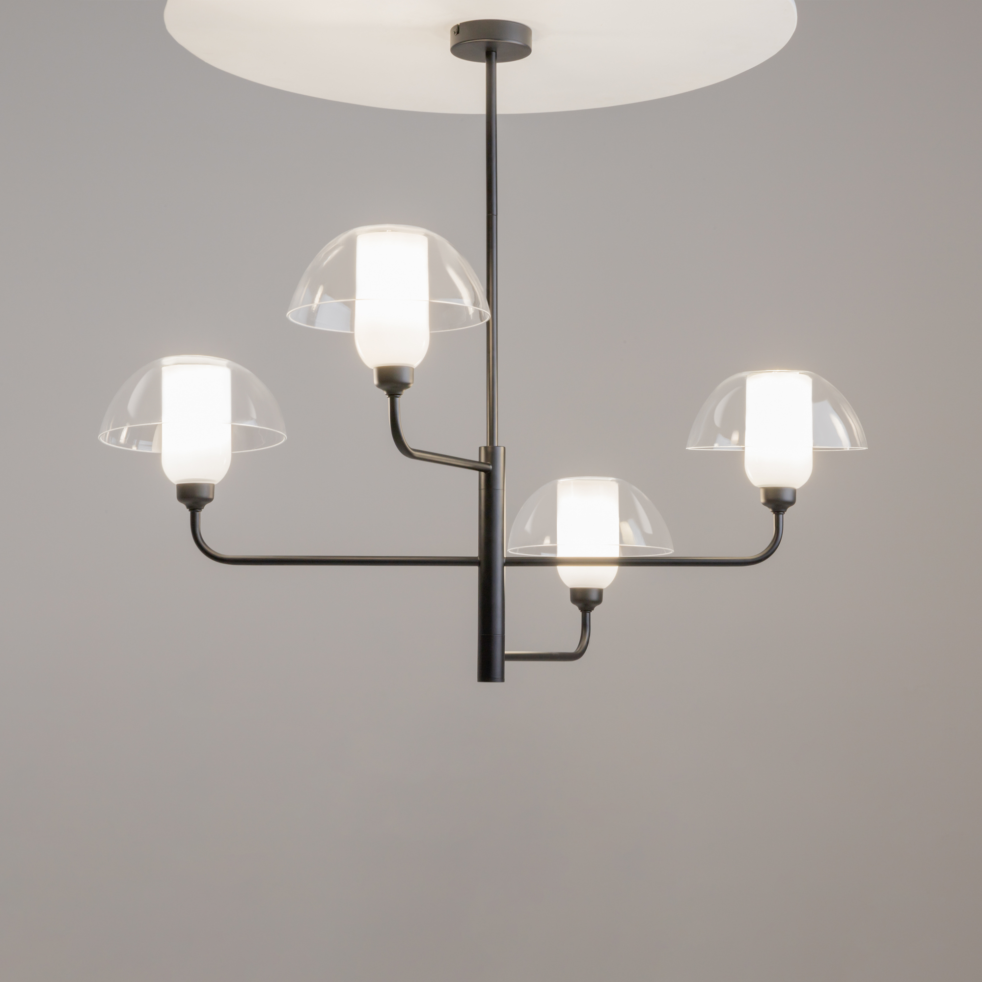 Memory Mushroom Chandelier, Black, 4 Light, Glass, Metal, 90.6cm Length