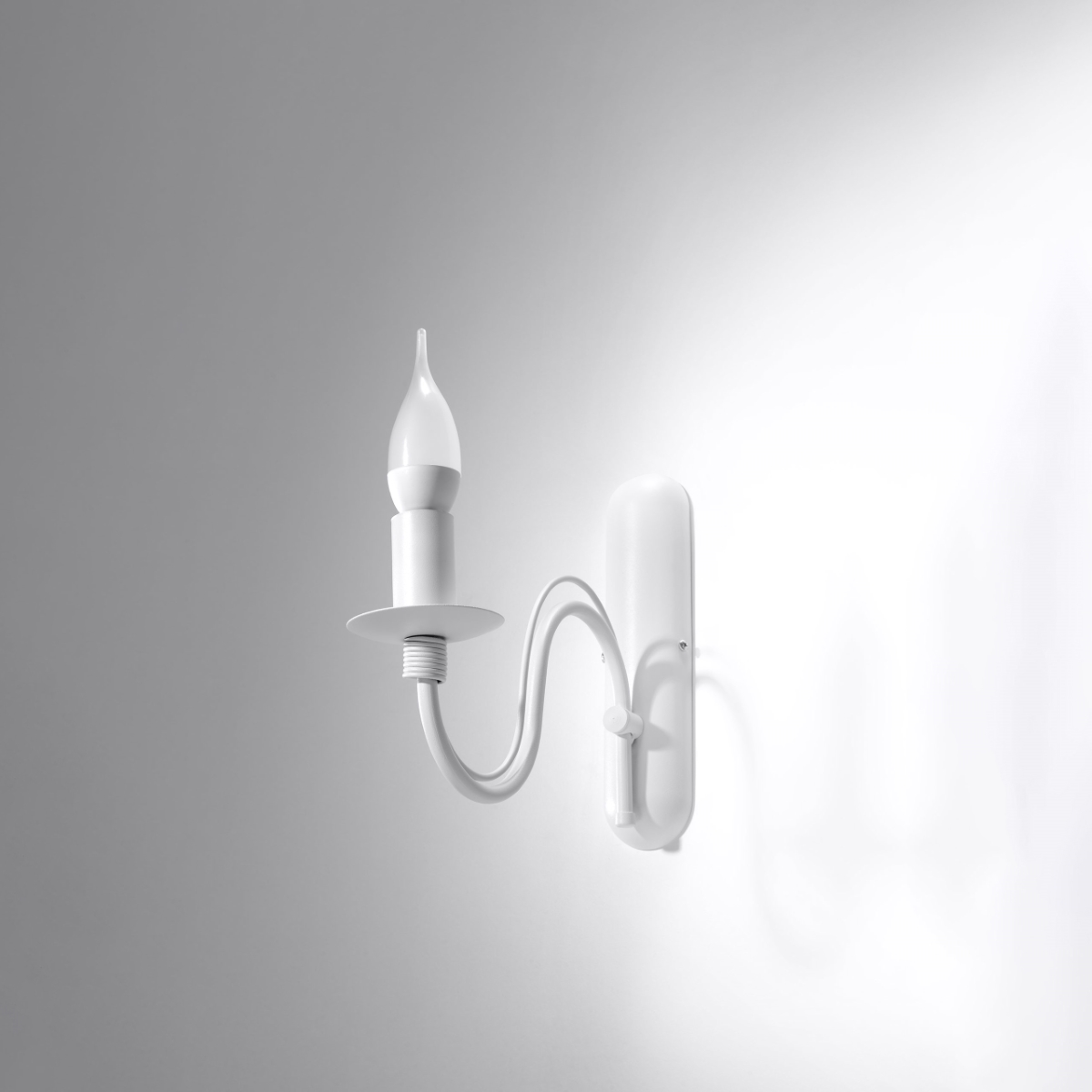 Wera Armed Wall Lamp, White Metal, 1 Lamp, 6cm Wide