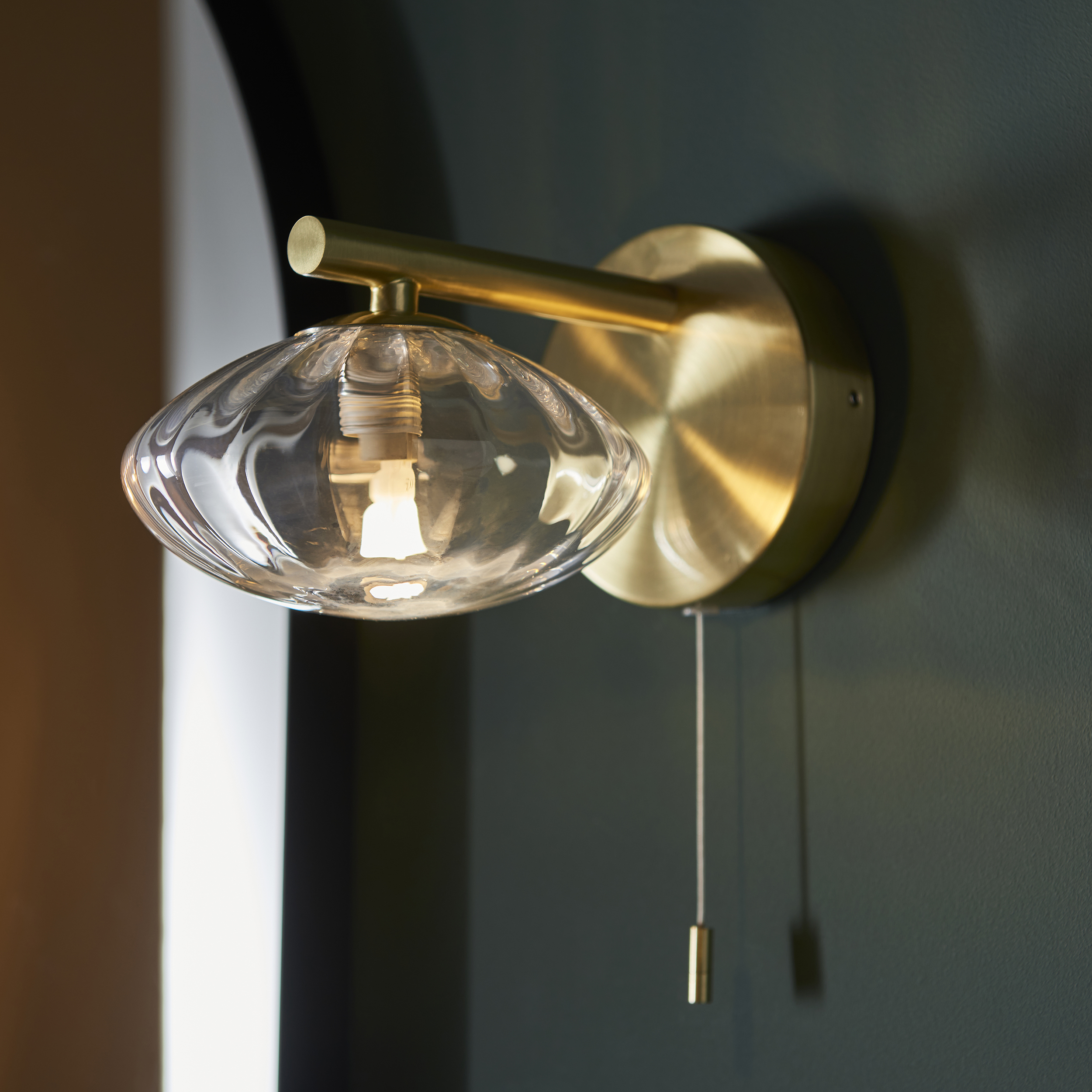 Nulla Bathroom Wall Light, Brass, Glass, IP44