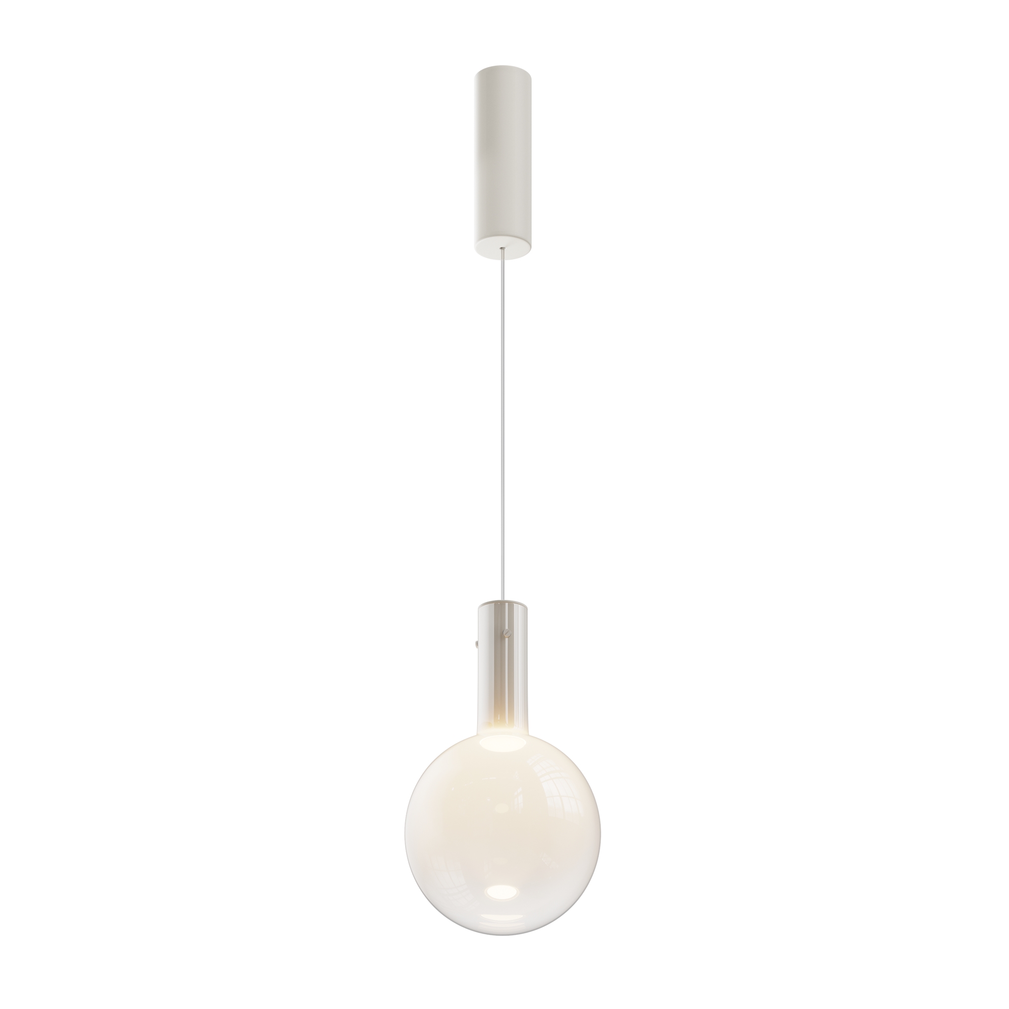 Nebula Small White Blown Glass Pendant Lamp, White Metal, 3000K LED, 20CM Diameter