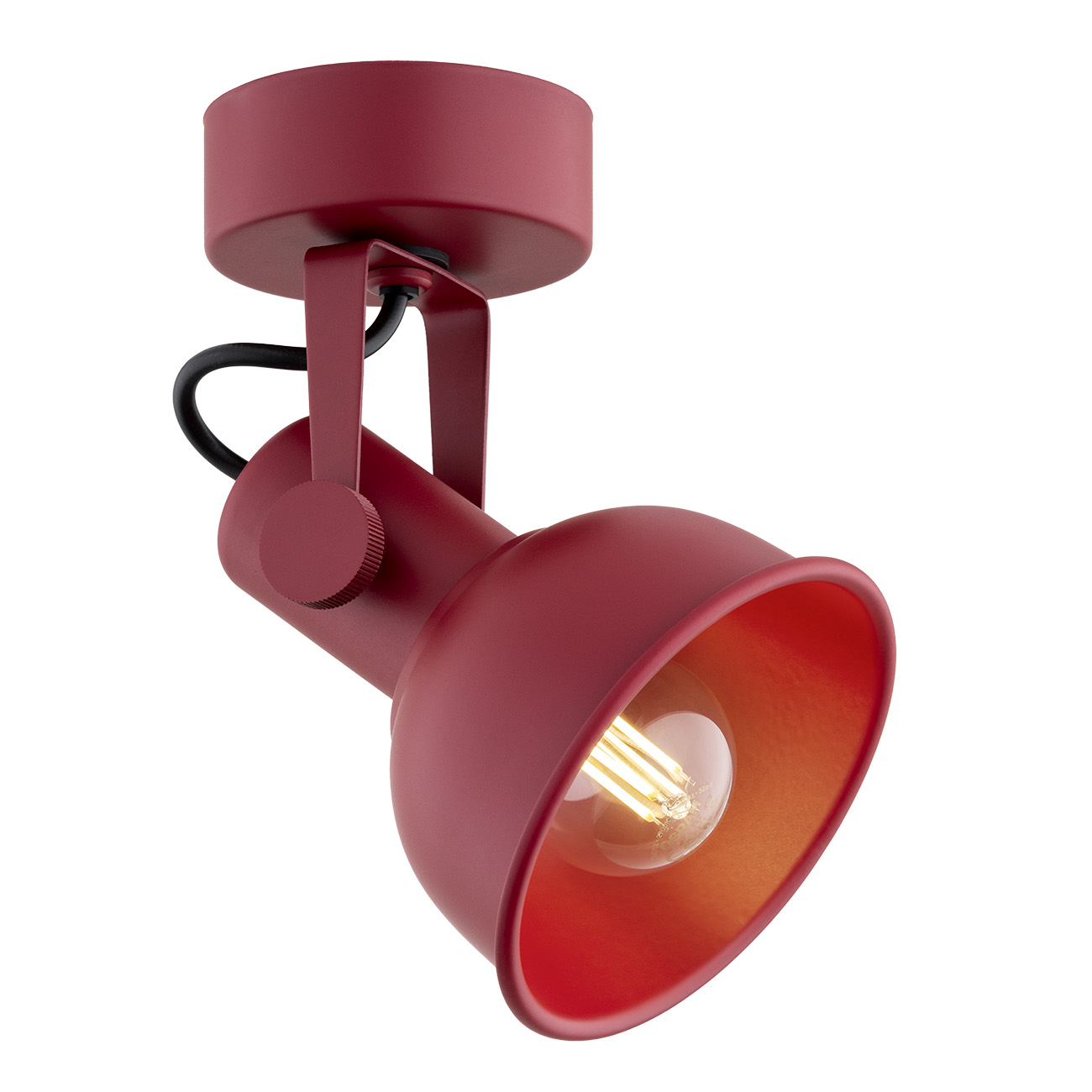Nora Red Single Wall/Ceiling Spotlight, Adjustable Head, 11CM