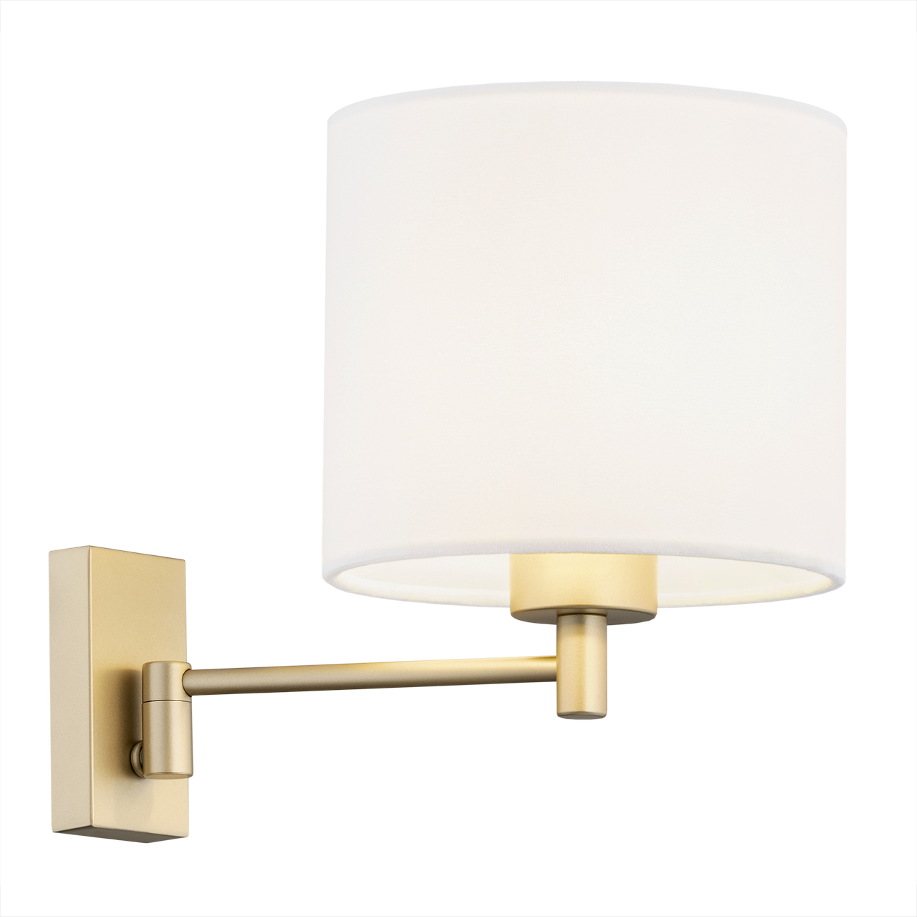 Olce Wall Light, Gold, White Shade, Moveable Arm