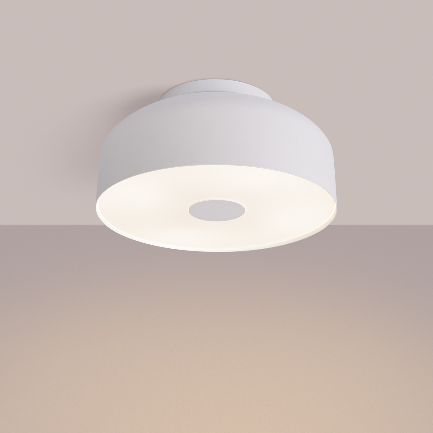 Omri White Ceiling Lamp, 4 Light, Round, Metal & PVC, 30cm Wide