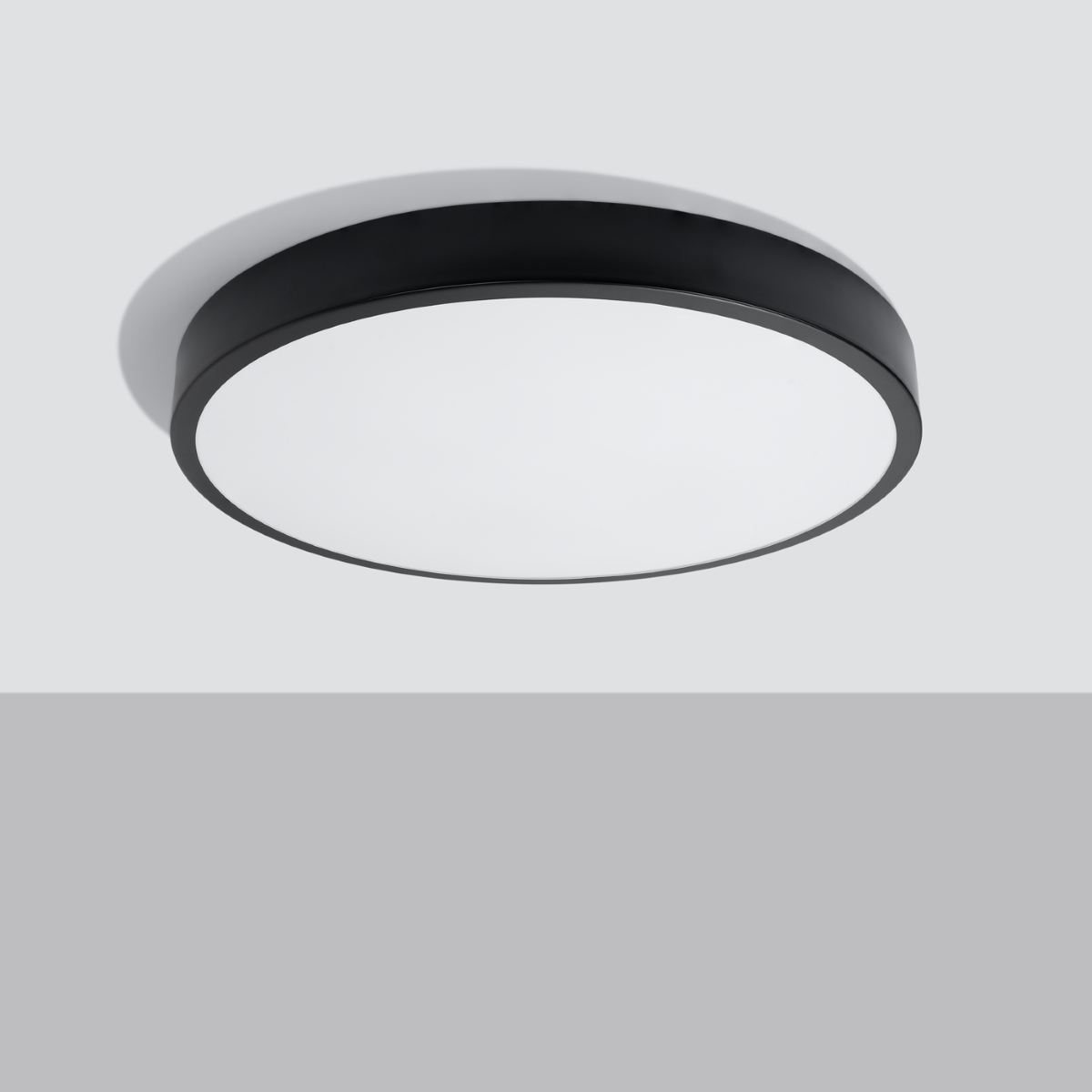 Onik LED Black Flush Ceiling Lamp, 60cm Diameter, Metal, 3000k Warm White