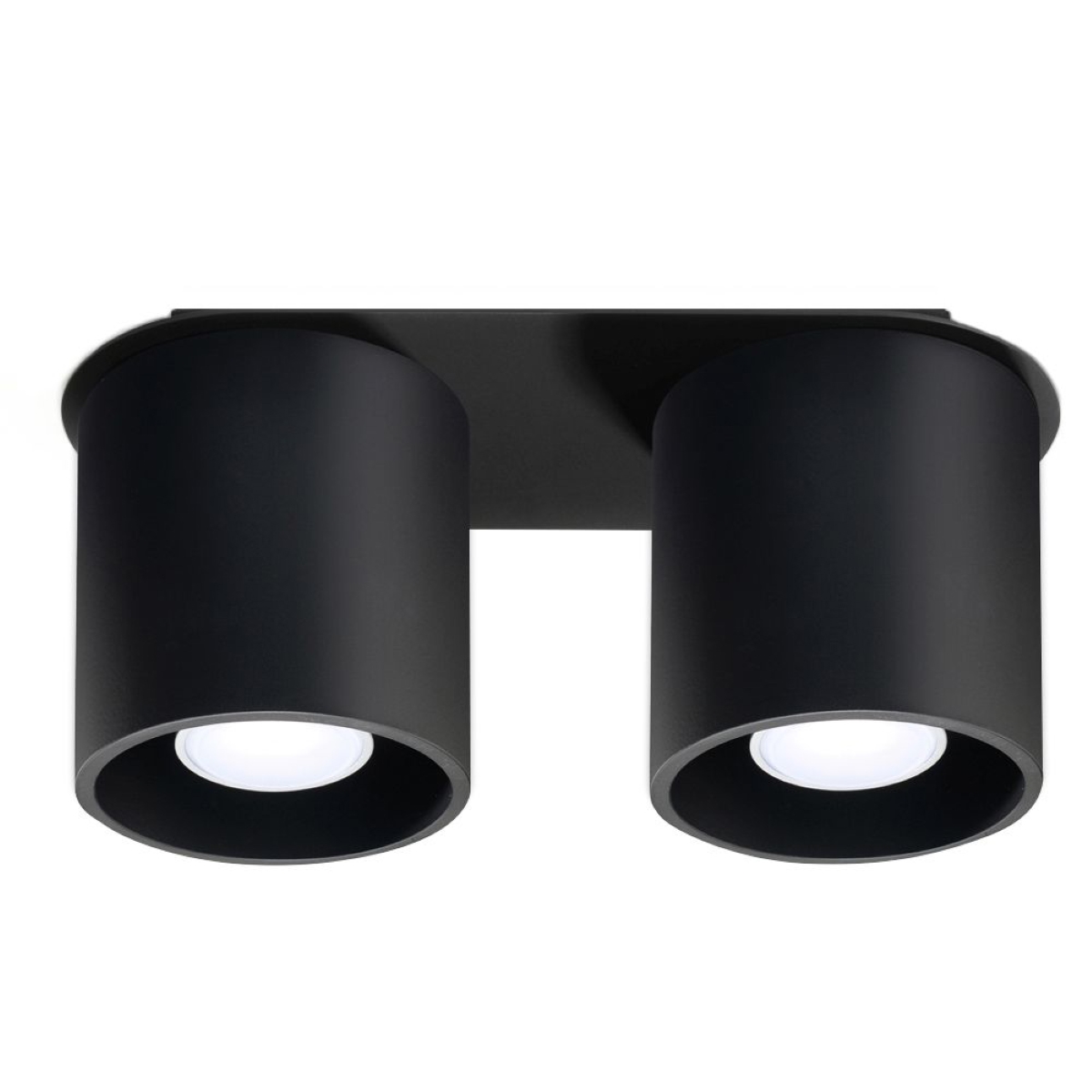Orbital Double Cylinder Surface Mounted Downlight, Black Metal, 26cm Length