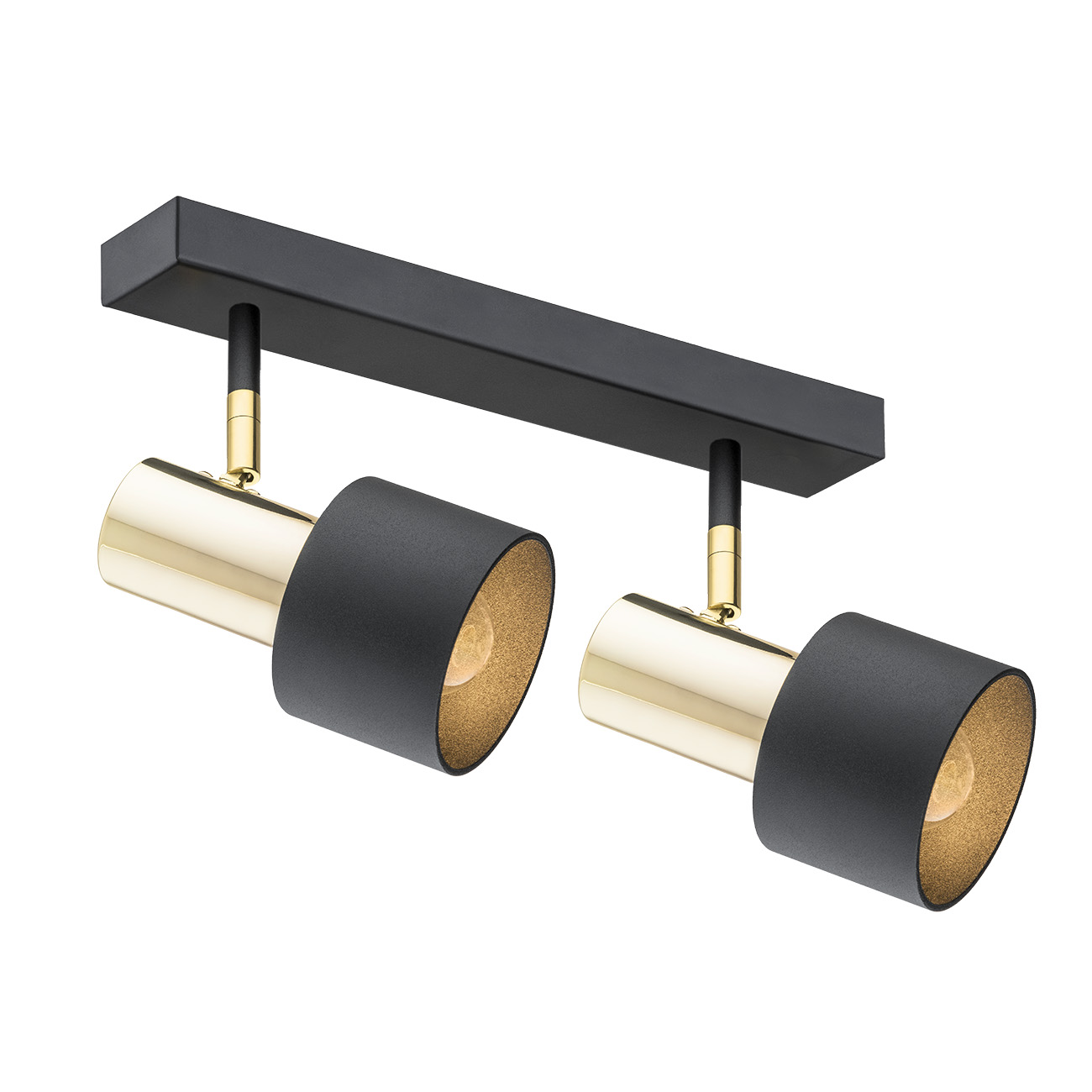 Oria Ceiling Spot 2 Light, Black, Brass, Adjustable, Wall Mountable, 46cm