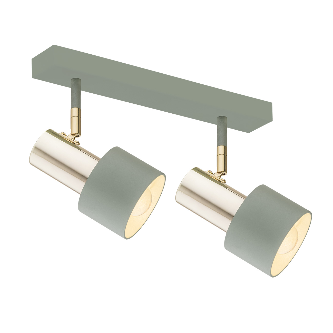 Oria 2 Lamp Ceiling Spot, Sage Green, Brass, Adjustable, Wall Mountable, 46cm