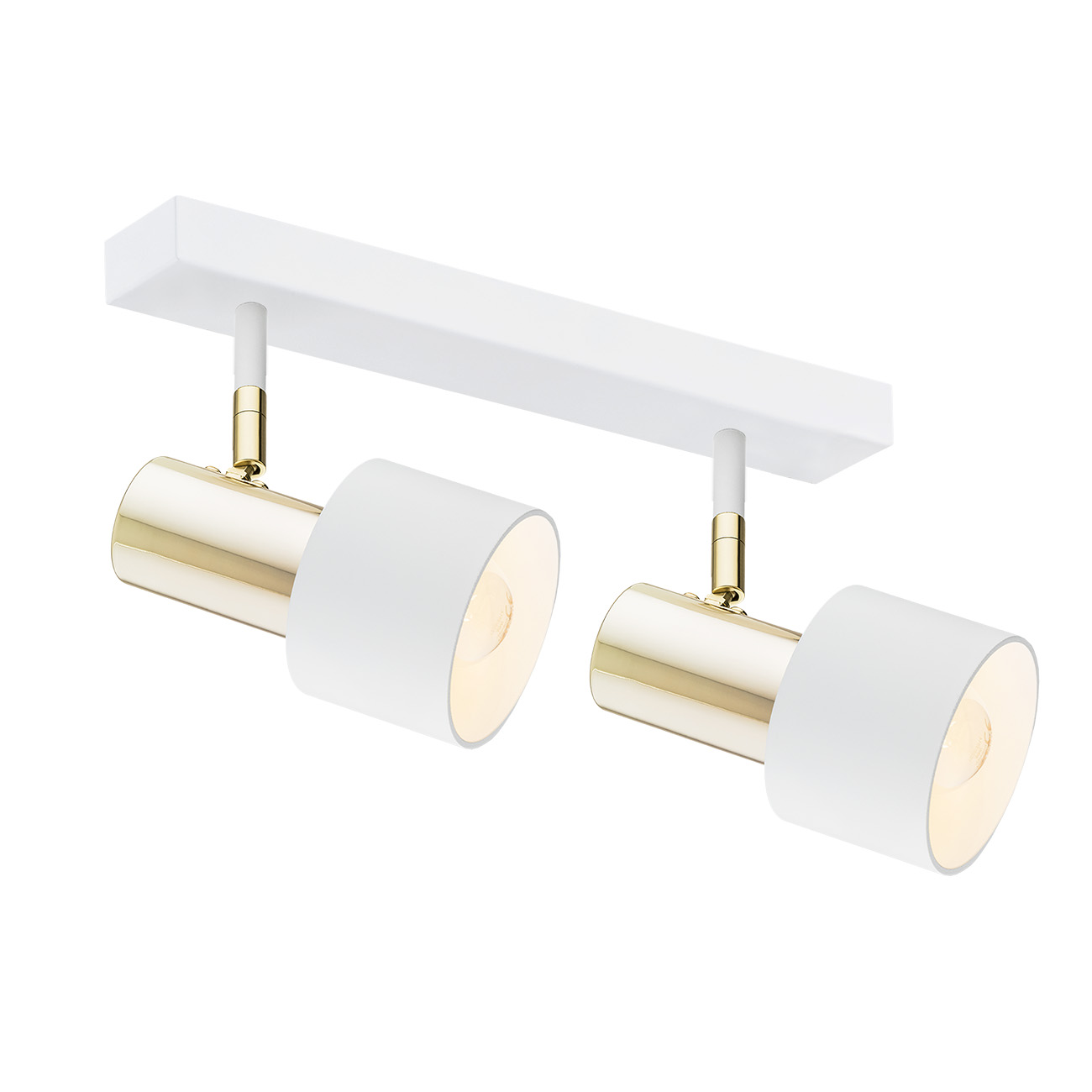 Oria 2 Light Ceiling Spot, White, Brass, Adjustable, Wall Mountable, 46cm