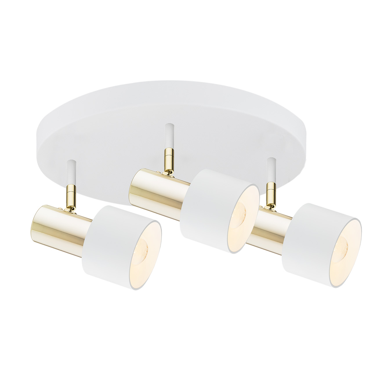Oria Round Ceiling Spot, 3 Lamp, White, Brass, 47cm