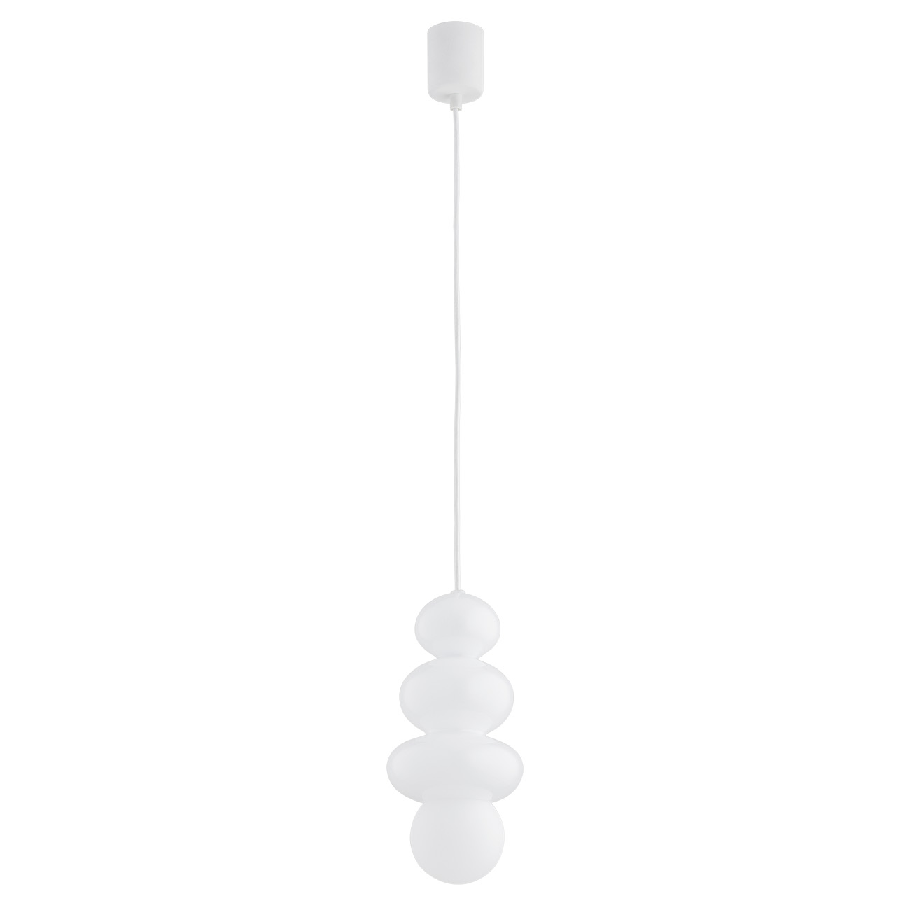 Orla IP44 Pendant Lamp, Matt & Gloss Opal White Glass, 1 Light, 14cm Width