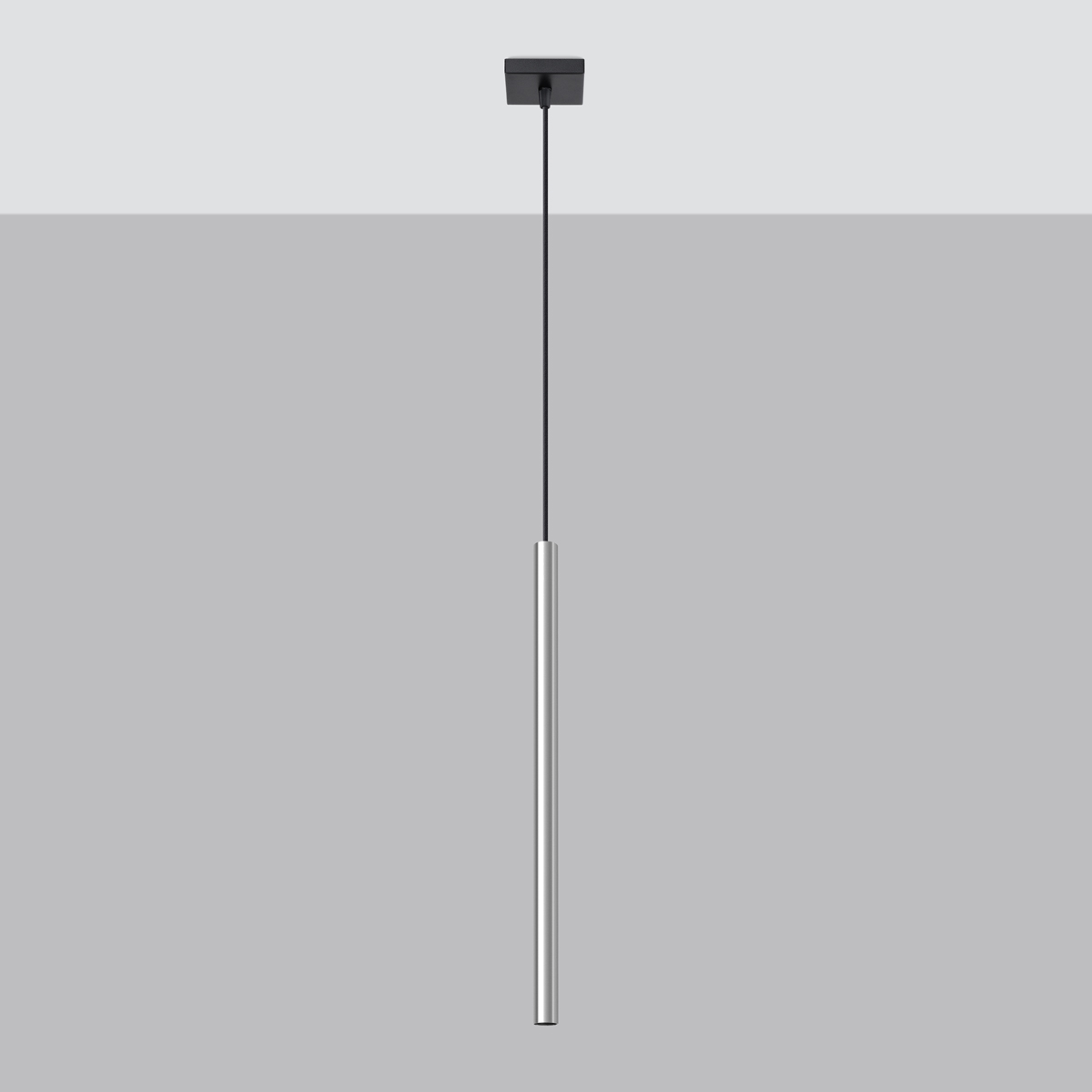 Vaslow Single Tube Pendant Lamp, Chrome, Metal 8cm Wide