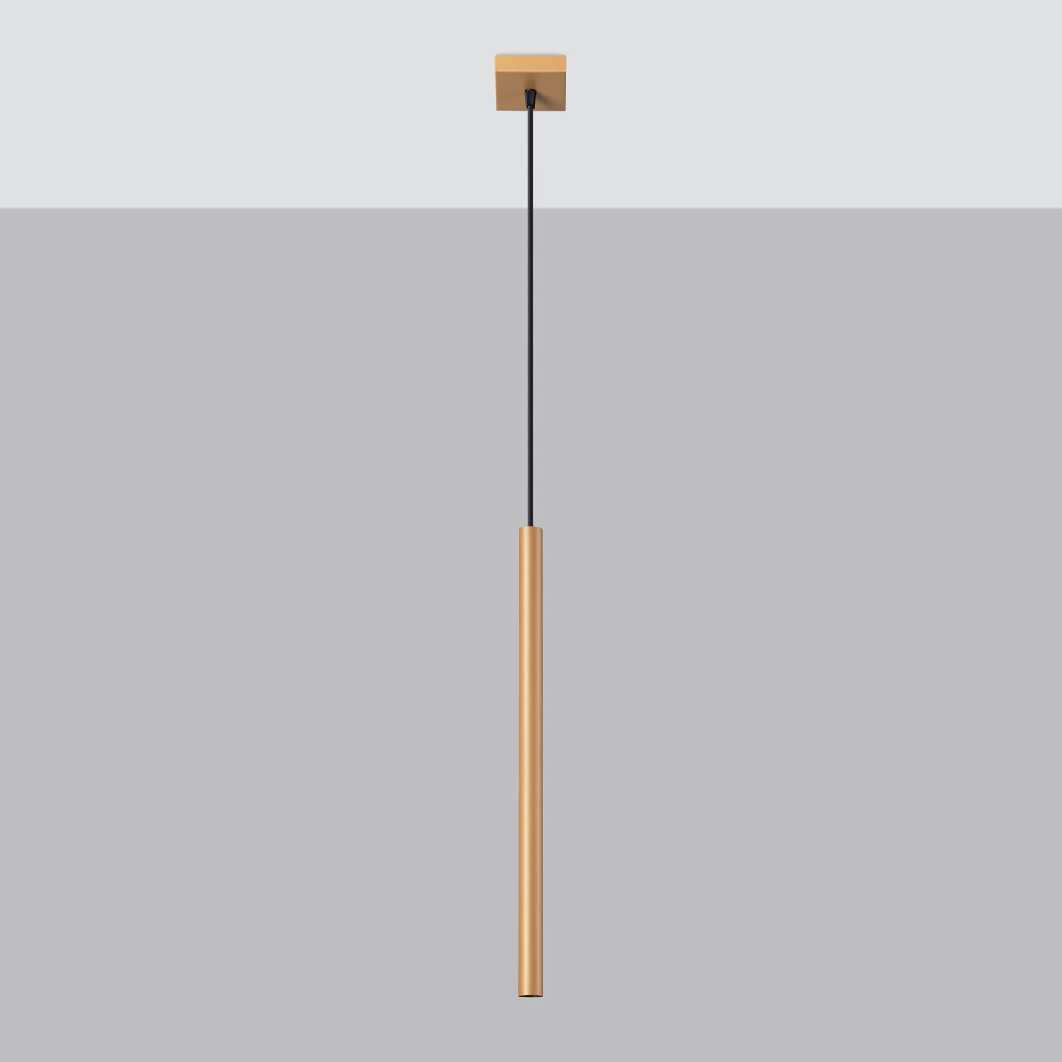 Vaslow Single Tube Pendant Light, Matt Gold Metal, 8cm Wide
