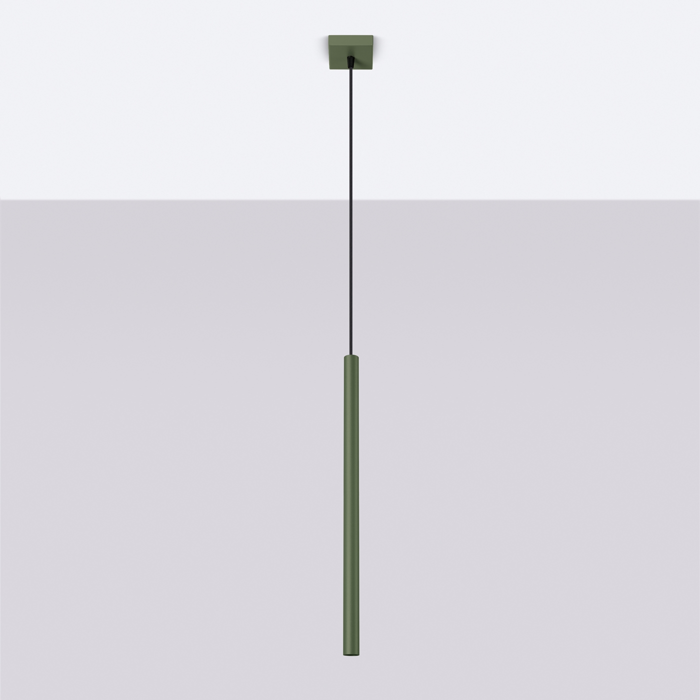 Vaslow Single Tube Pendant Lamp, Olive green, 8cm Wide