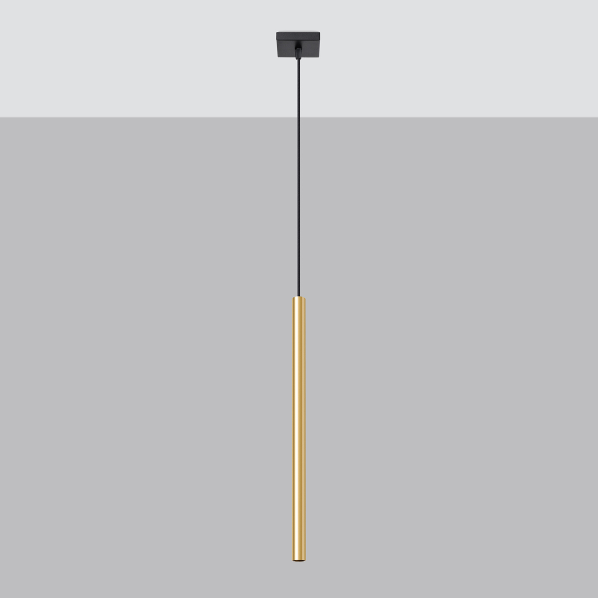 Vaslow Single Tube Pendant Light, Polished Gold, Metal 8cm Wide