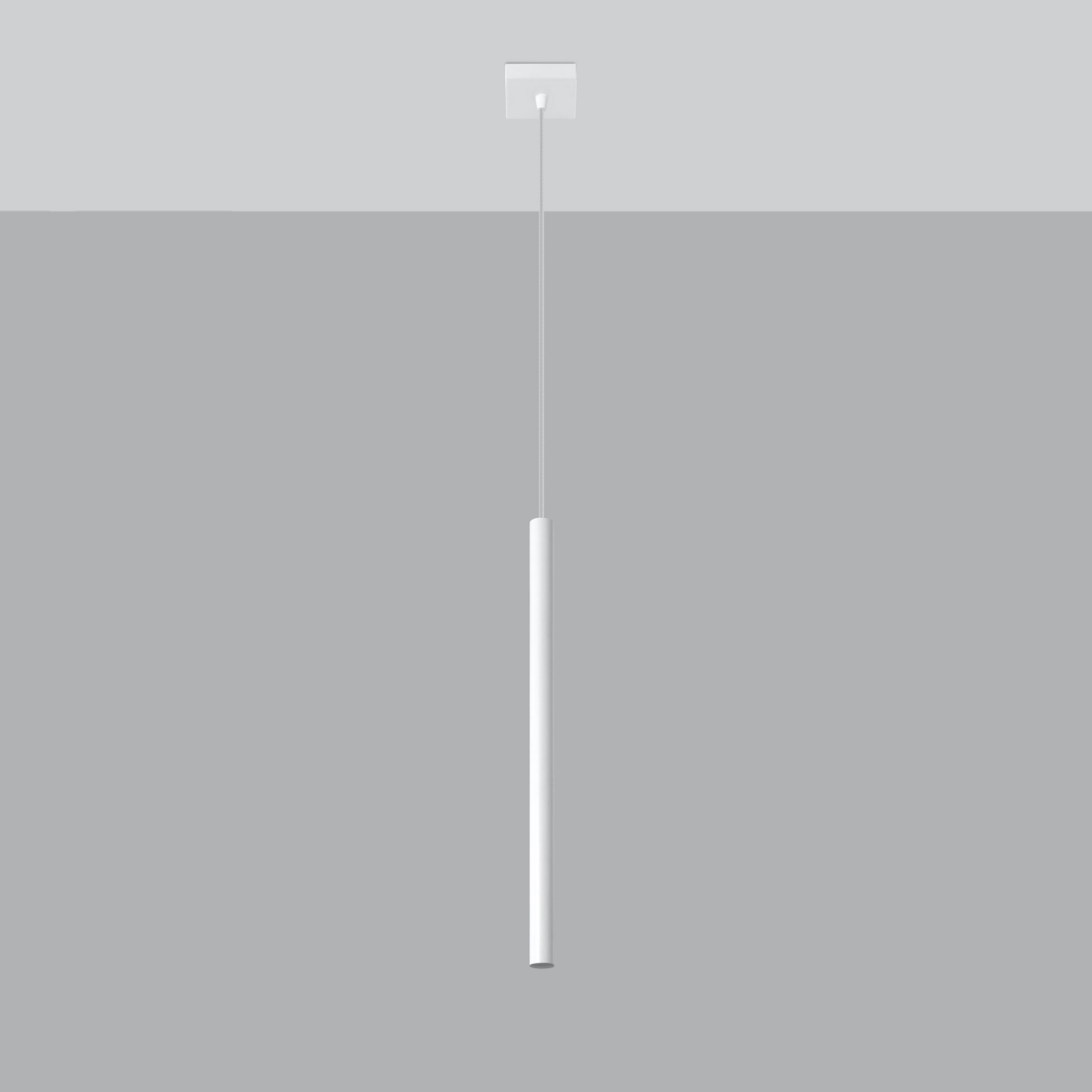 Vaslow Single Tube Pendant Light, White Metal, 8cm Wide