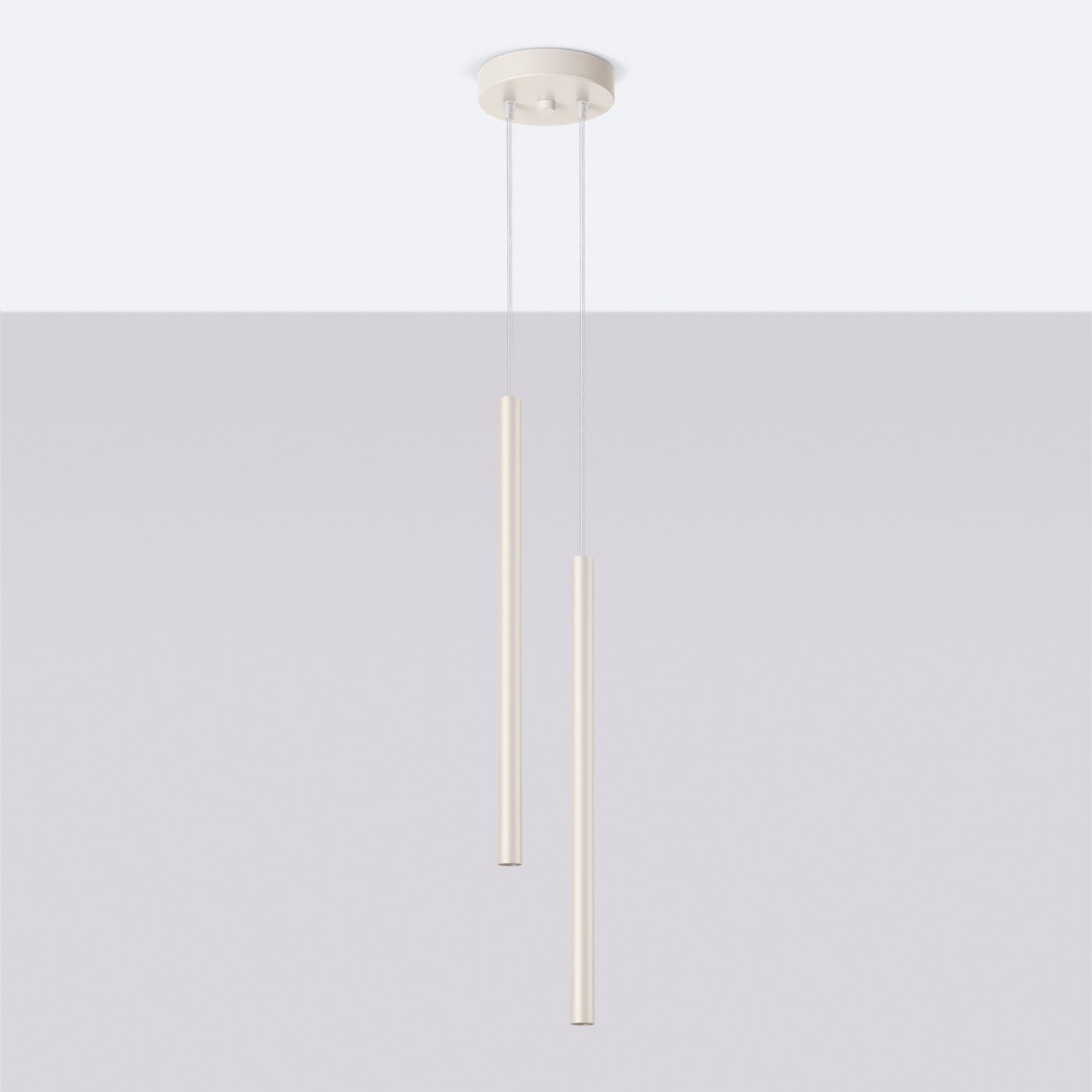 Vaslow 2 Light Tube Pendant Lamp, Beige, 15cm Diameter