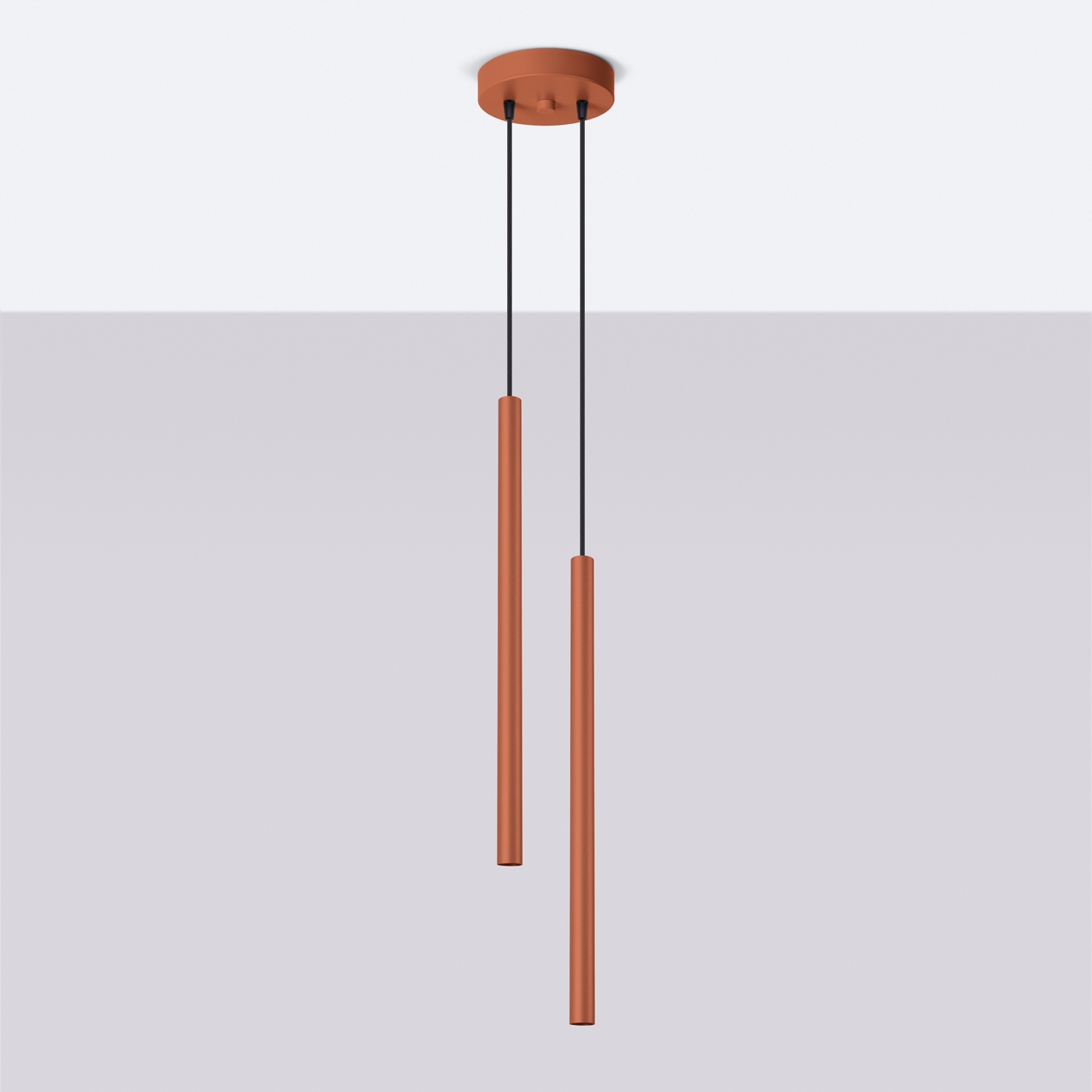Vaslow 2 Lamp Tube Pendant Light, Ochre Terracotta, 15cm Diameter