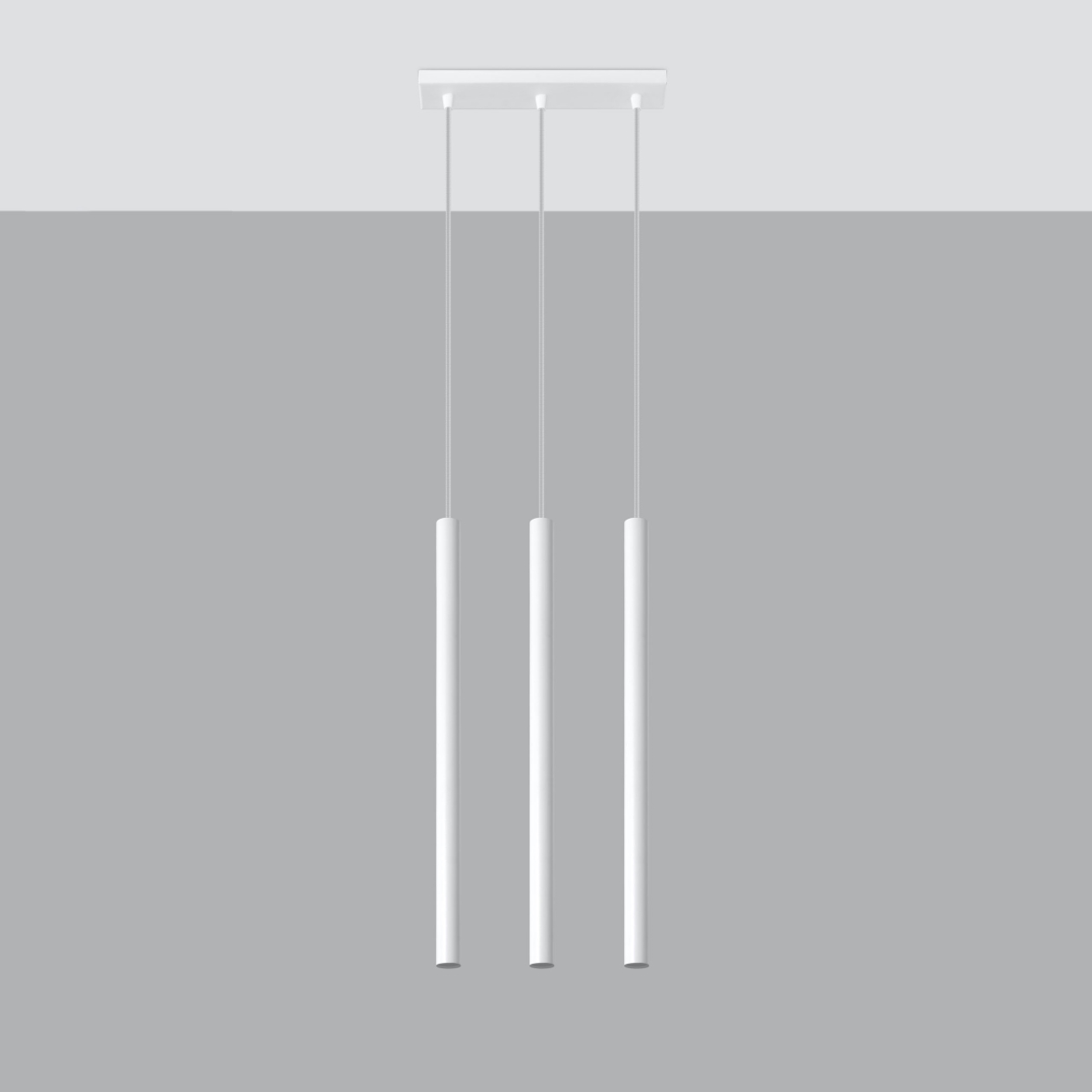 Vaslow 3 Light Bar Pendant Lamp, White Metal, 30cm Length