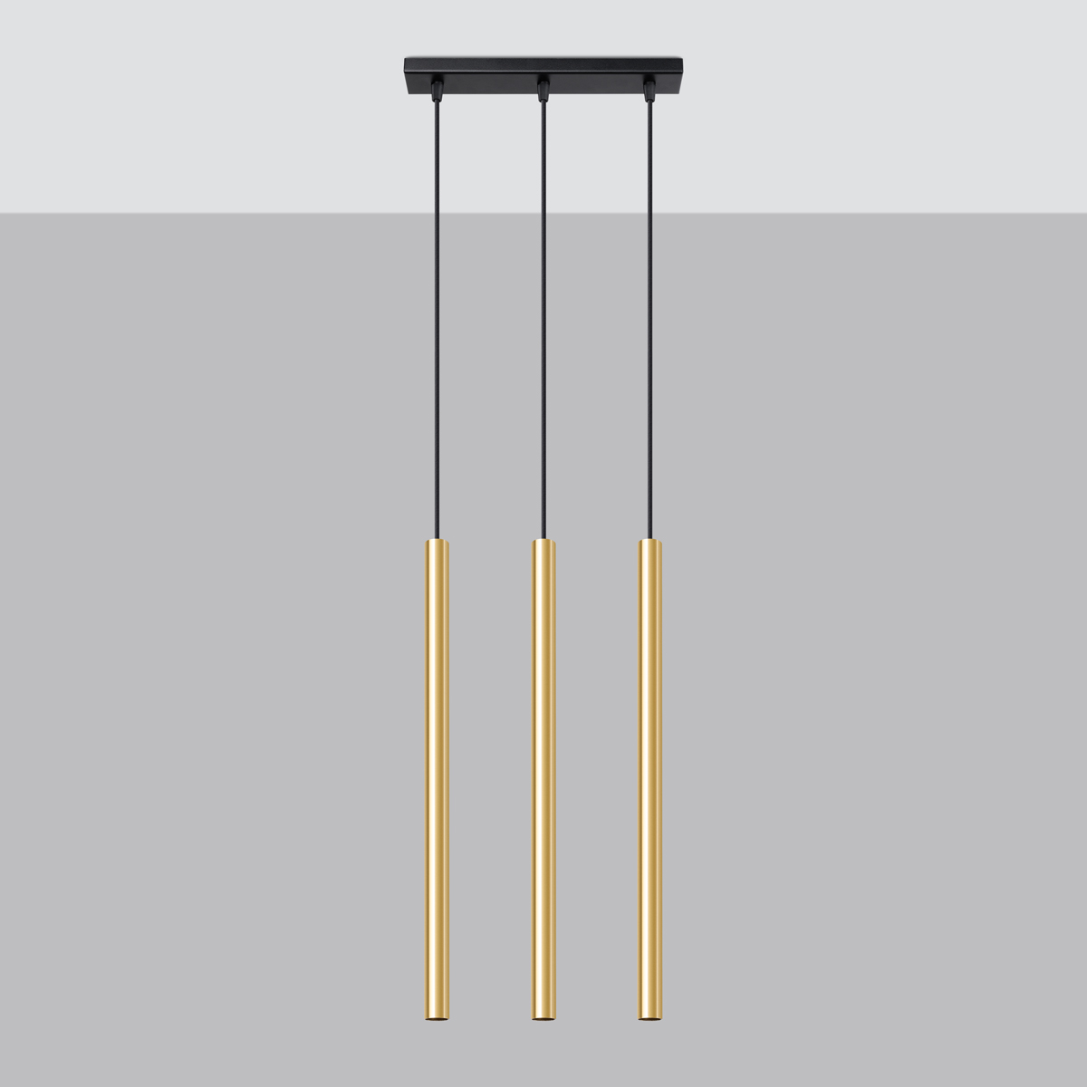 Vaslow 3 Lamp Bar Pendant Light, Polished Gold Metal, 30cm Length