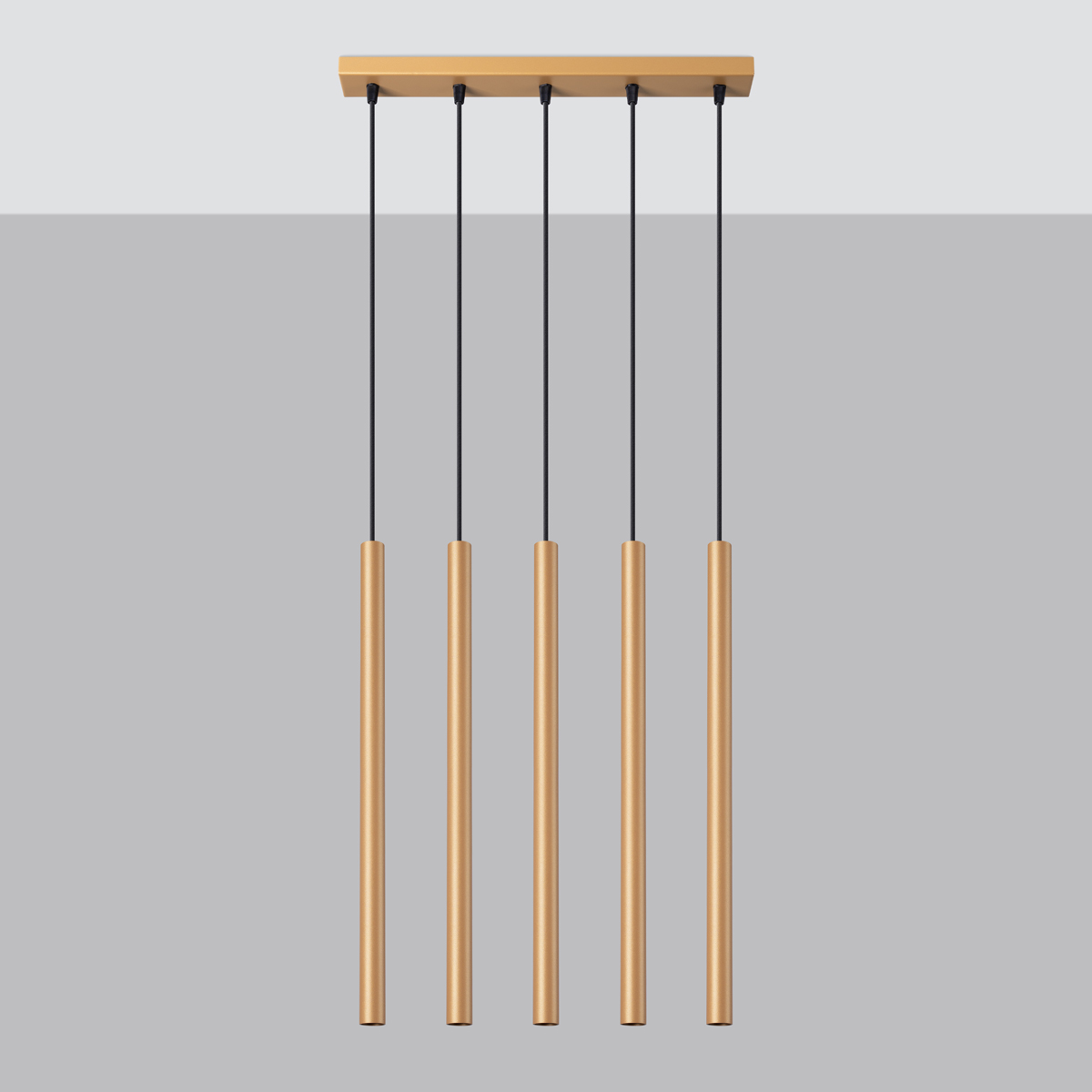 Vaslow 5 Light Bar Pendant Lamp, Matt Gold Metal, 45cm Length