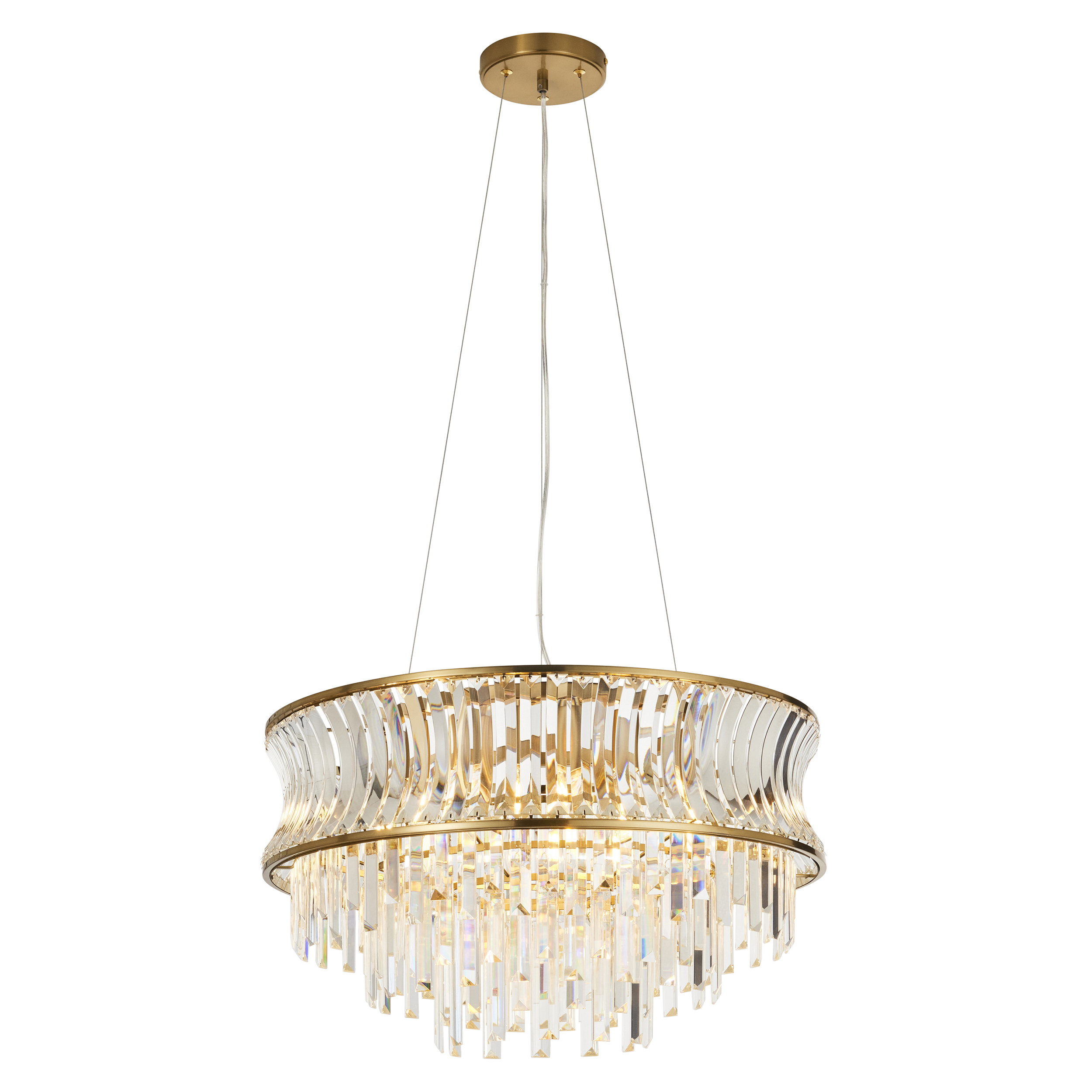 Ares Crystal Chandelier, Brass, Clear, 9 Light, 61cm