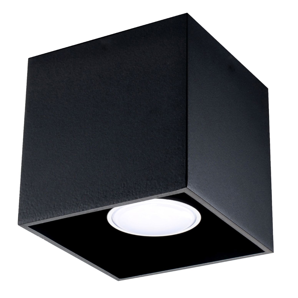 Kwad Black Square Ceiling Light, Metal, 1 Light, GU10, 10cm Wide