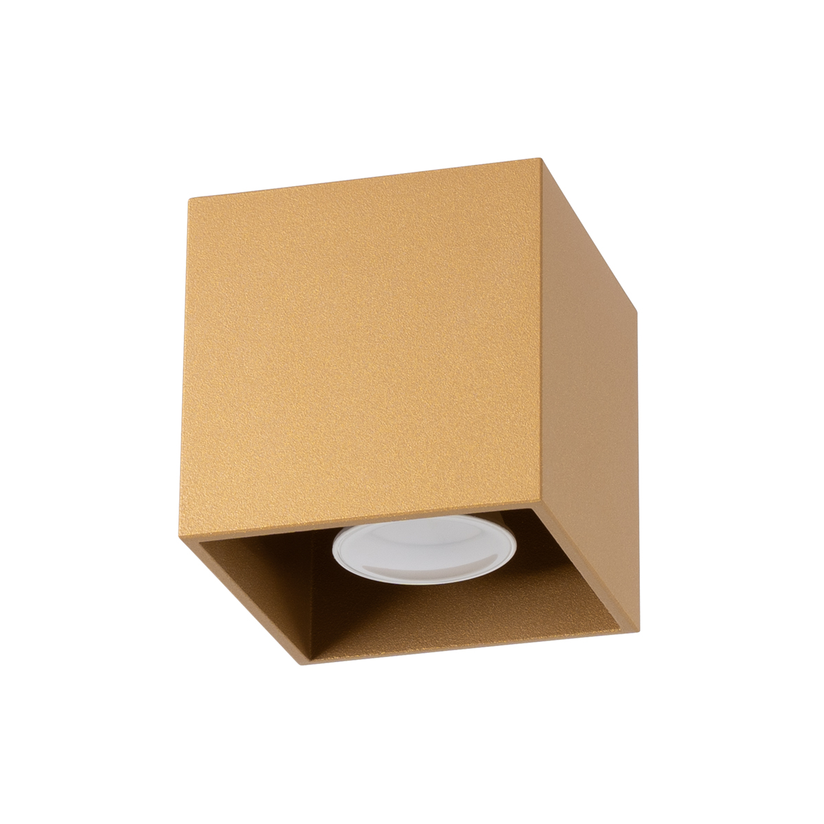 Kwad Matt Gold Square Ceiling Light, 1 Light, Metal, 10cm Wide