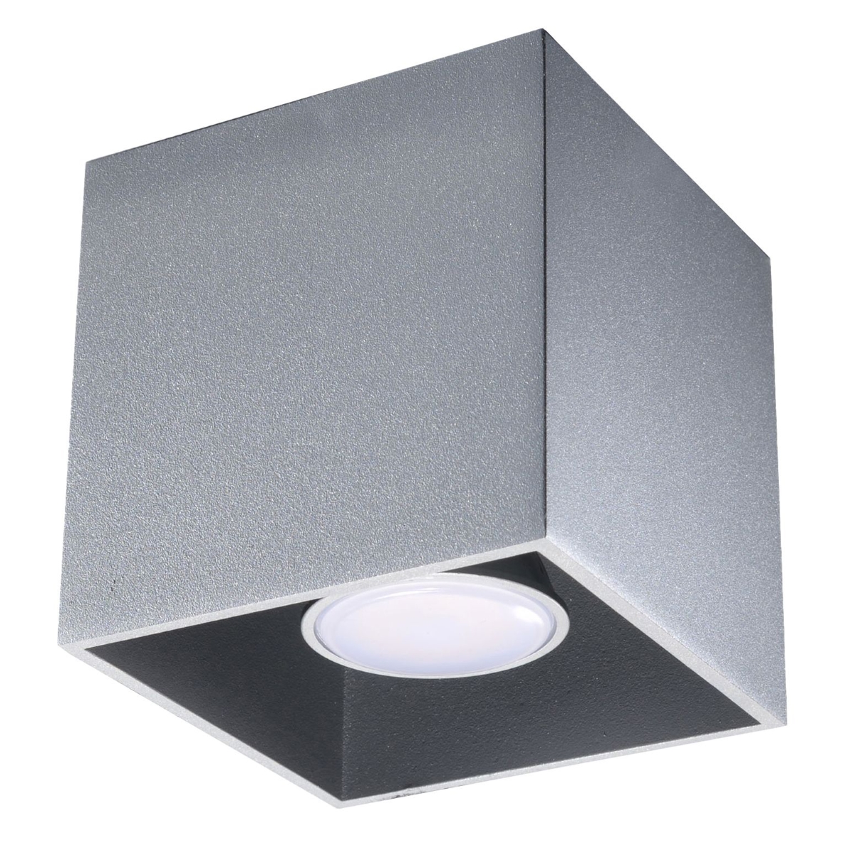 Kwad Grey Square Ceiling Light, 1 Lamp, Metal, GU10, 10cm Wide