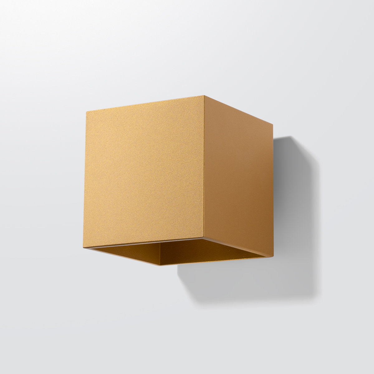 Kwad Matt Gold Square Wall Light, 1 Lamp, Metal, 10cm Wide