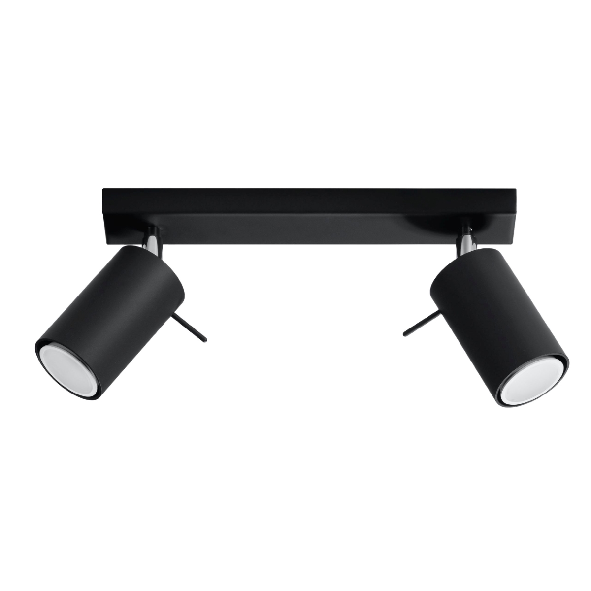 Oringo 2 Light Ceiling Spotlight, Black, Metal Bar, Adjustable Heads, 30cm Length