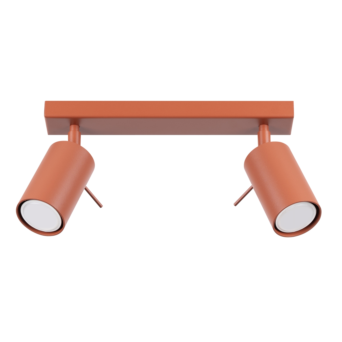 Oringo 2 Lamp Ceiling Spotlight, Terracotta Red, Metal Bar, Adjustable Heads, 30cm Length