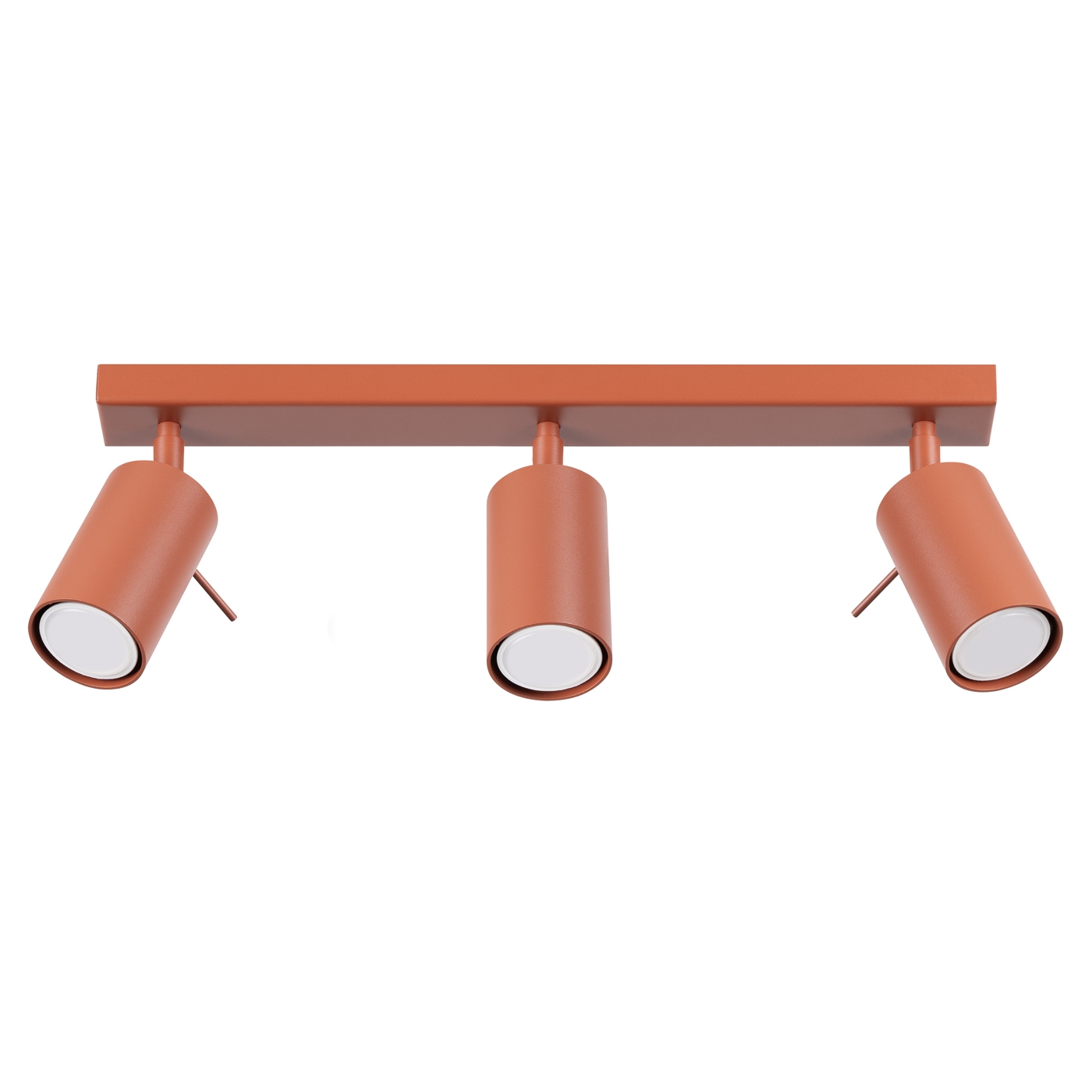 Oringo 3 Light Ceiling Spotlight, Terracotta Red, Metal Bar, Adjustable Heads, 45cm Length